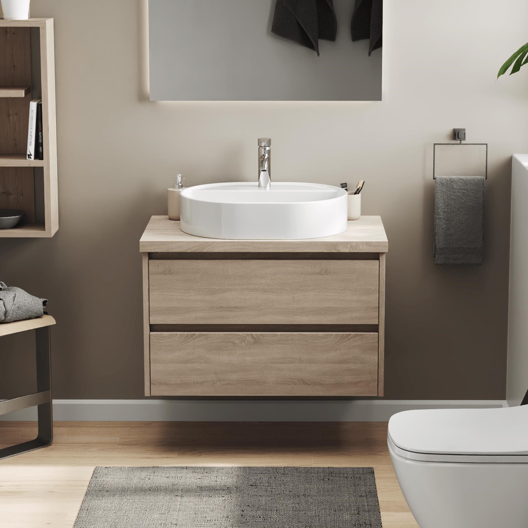Bianzo Tezgah Üstü Lavabo, Batarya Delikli,  55x42 cm Beyaz | 10.16.30.10.01