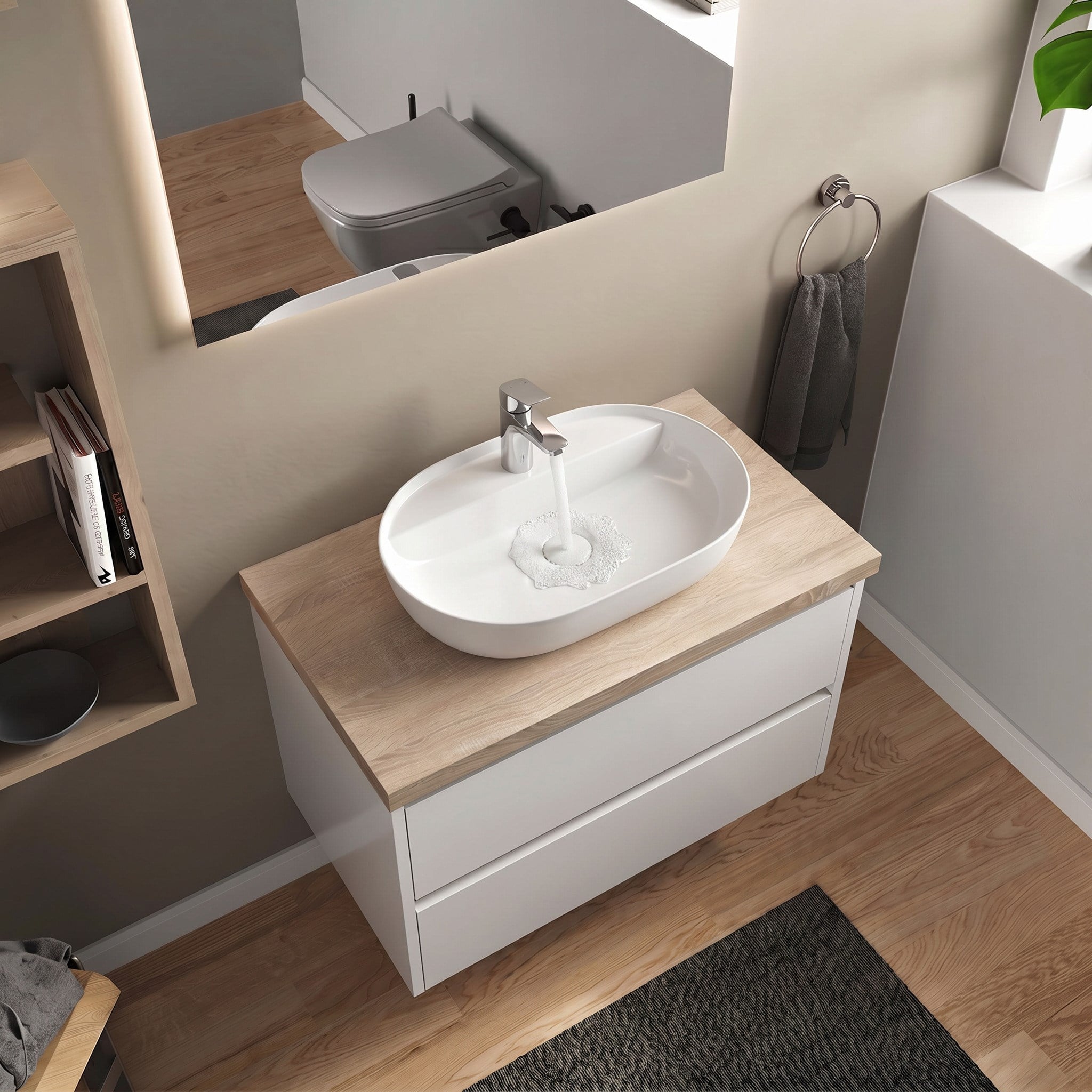 Dura Bagno Dream Çanak Lavabo 60x40 cm, Batarya Delikli, Tezgah Üstü, Beyaz | 5840