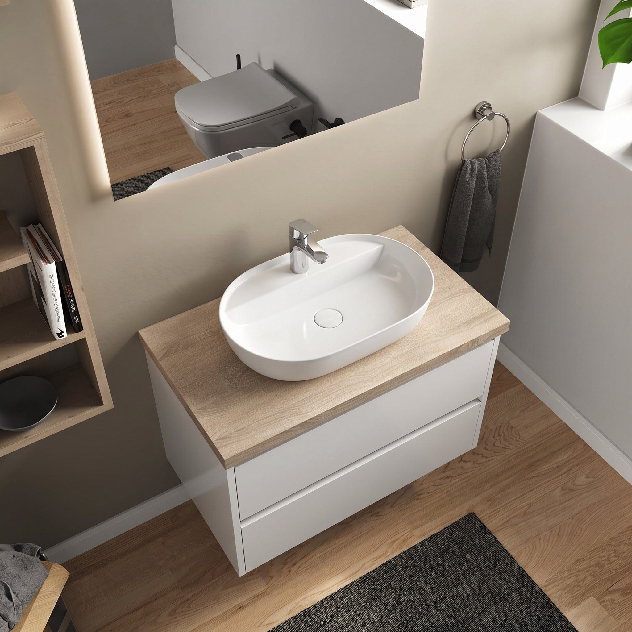 Dura Bagno Dream Çanak Lavabo 60x40 cm, Batarya Delikli, Tezgah Üstü, Beyaz | 5840