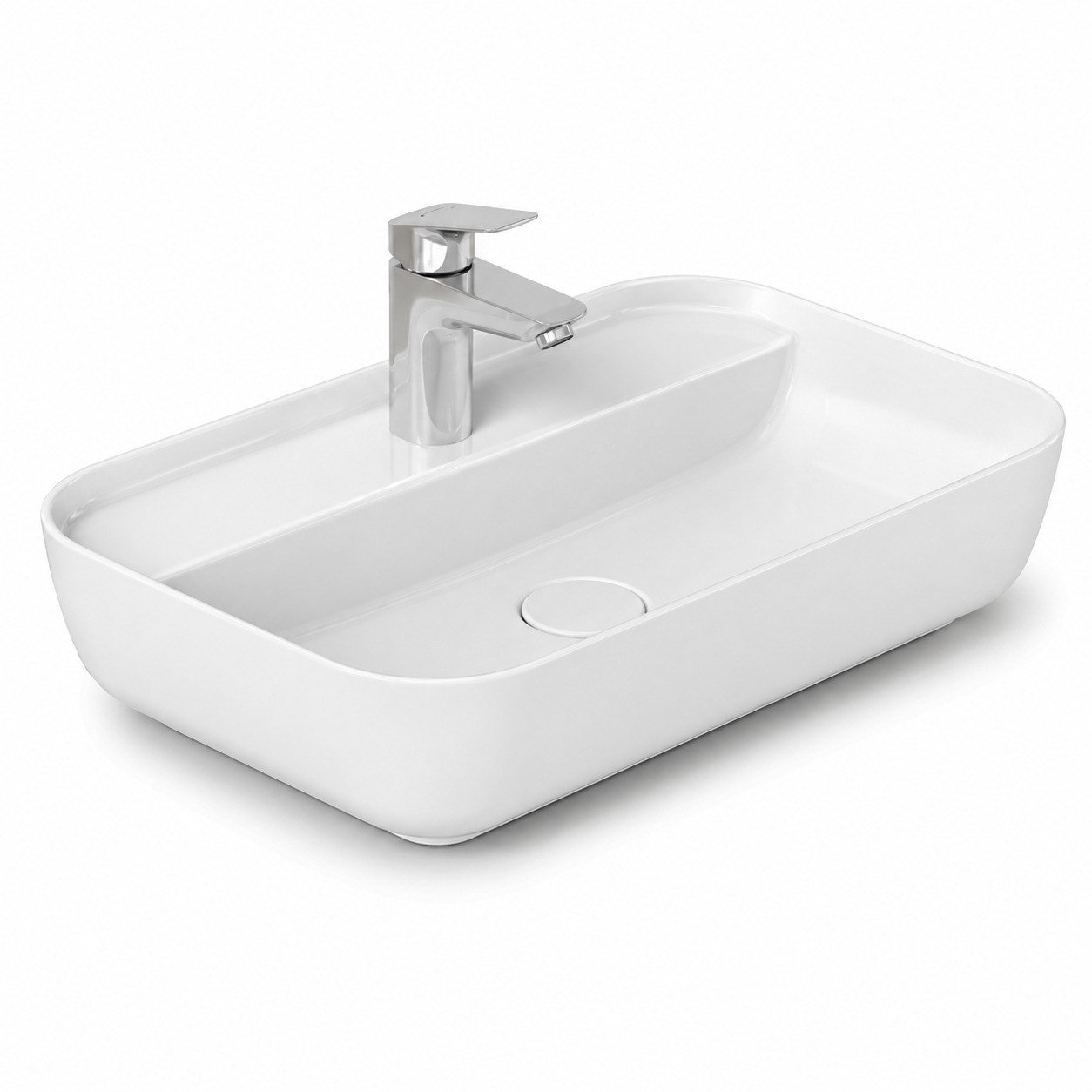 Dura Bagno Nexus Çanak Lavabo 60x40 cm. Batarya Delikli Tezgah Üstü Beyaz | 5850