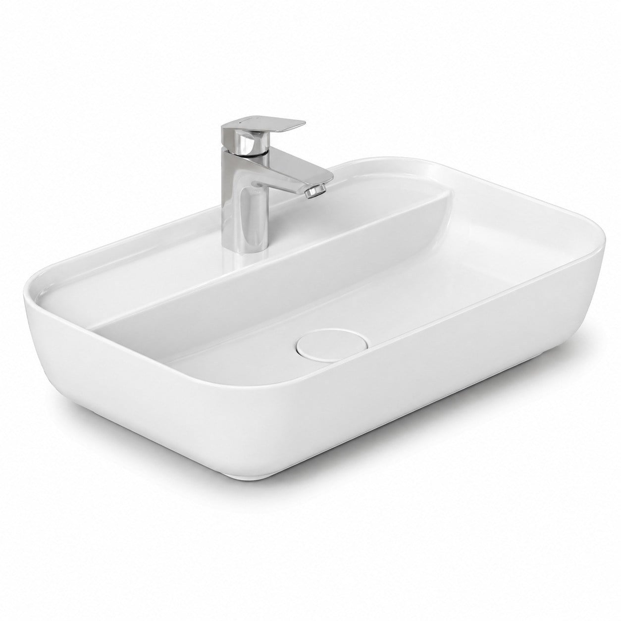 Dura Bagno Nexus Çanak Lavabo 60x40 cm. Batarya Delikli Tezgah Üstü Beyaz | 5850