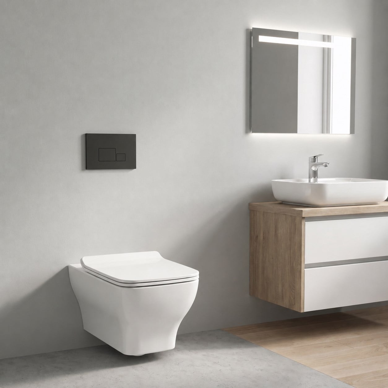 Dura Bagno Petra Kare Asma Klozet Rimless 54 cm Yavaş Kapanır Kapak Dahil Beyaz | DBO.36.01.03.01