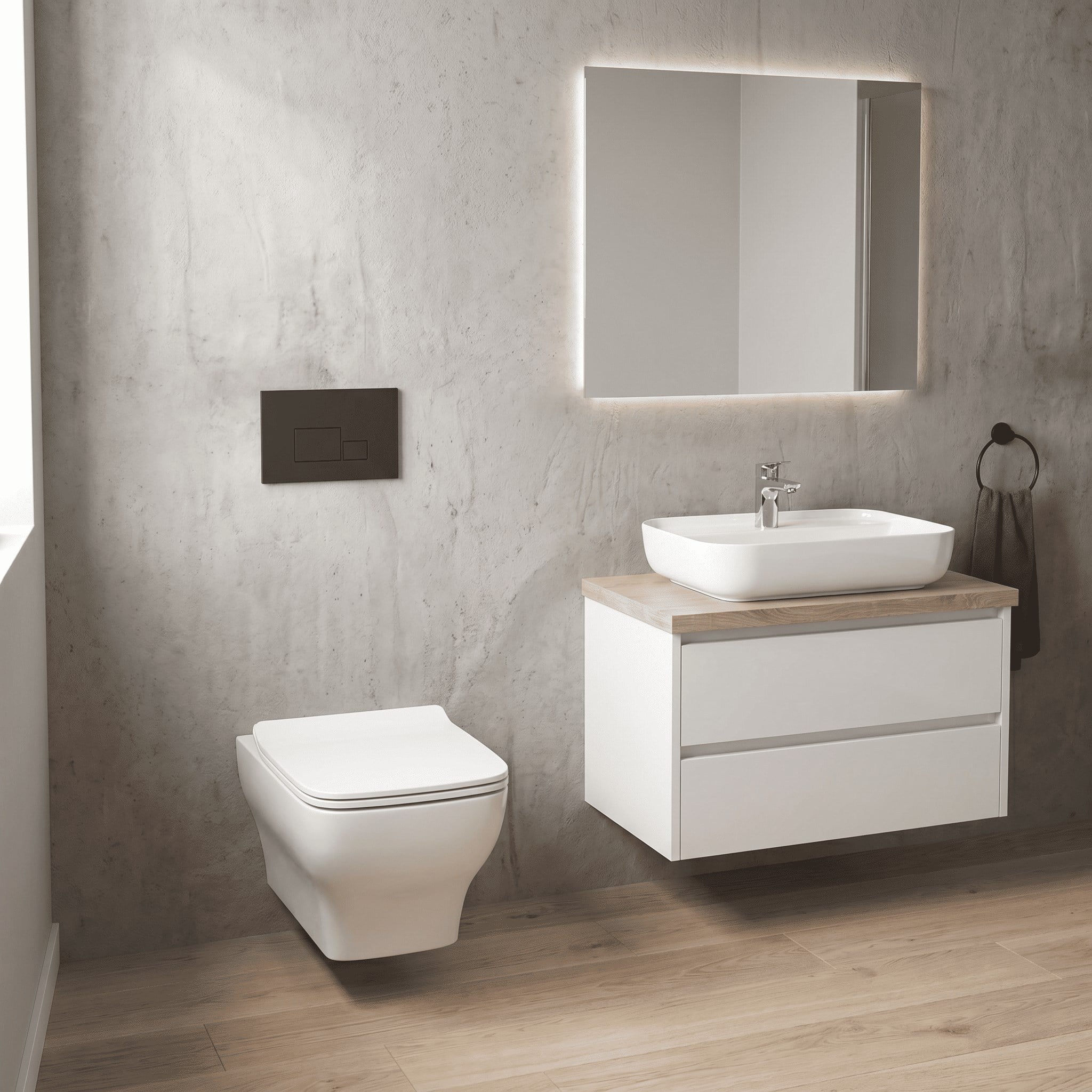 Dura Bagno Petra Kare Asma Klozet Rimless 54 cm Yavaş Kapanır Kapak Dahil Beyaz | DBO.36.01.03.01