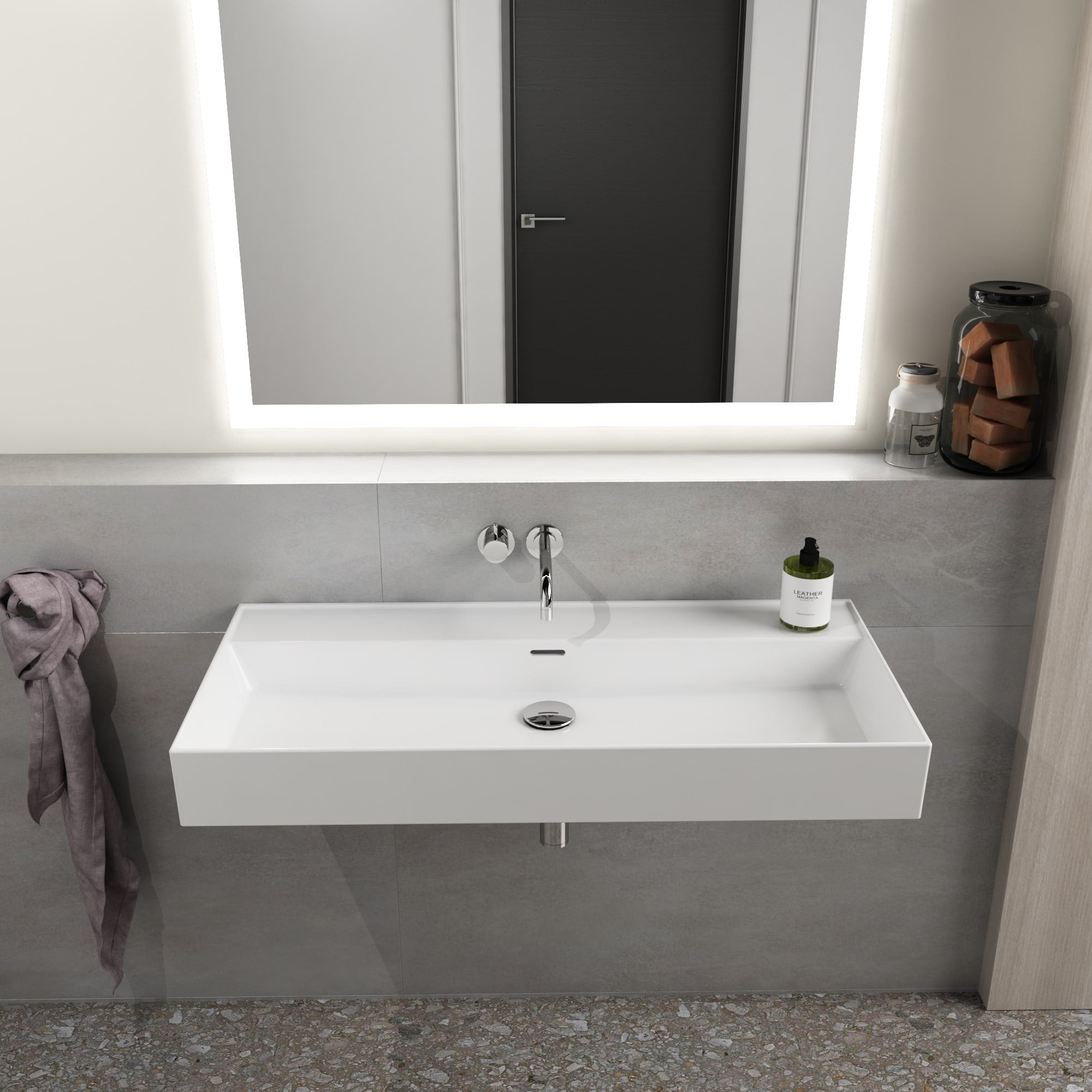 Dura Niva Kare Çanak Lavabo 100x46,5 cm Tezgah Üstü Batarya Deliksiz Beyaz | 5255