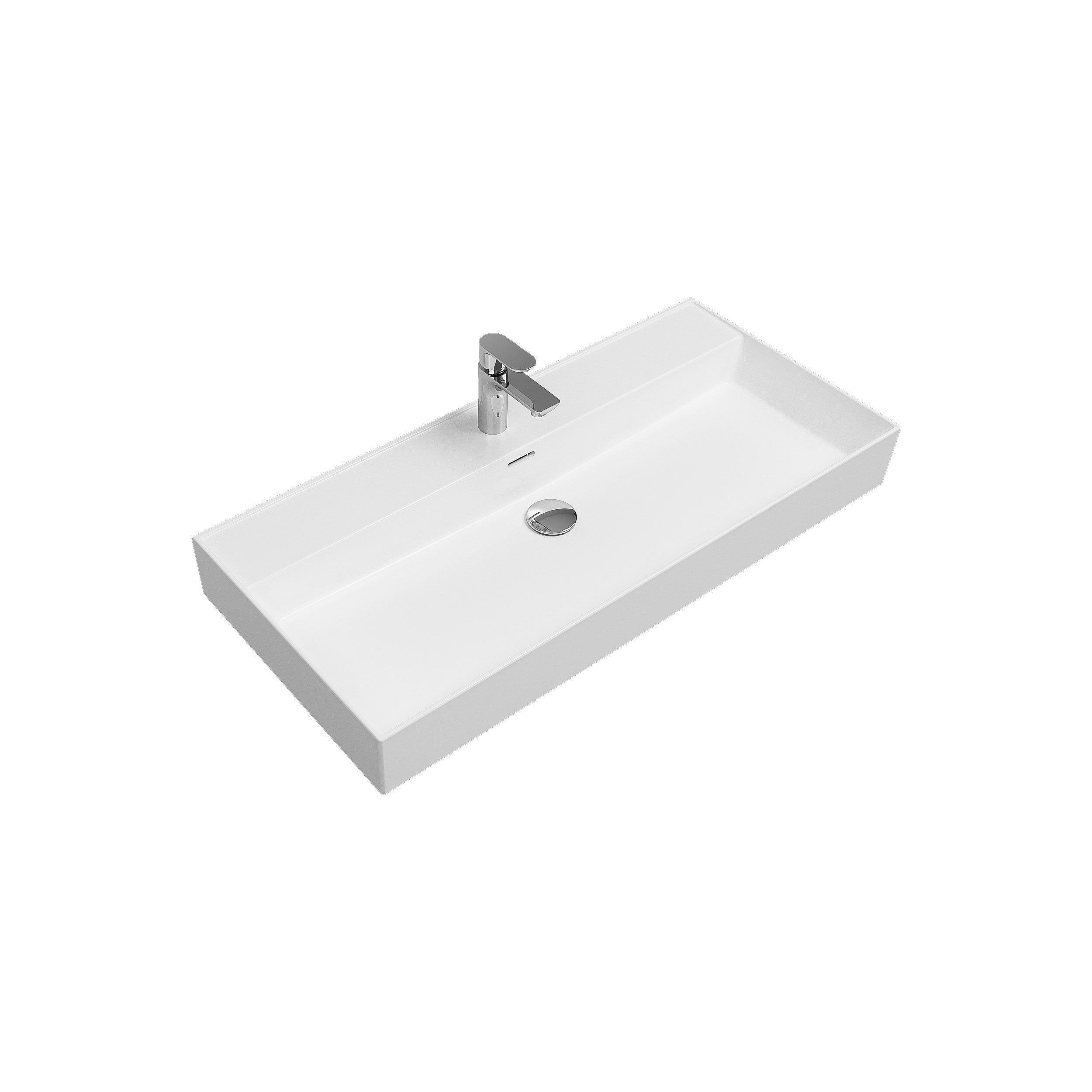 Dura Niva Kare Çanak Lavabo 100x46,5 cm Tezgah Üstü Batarya Delikli Beyaz | 5256