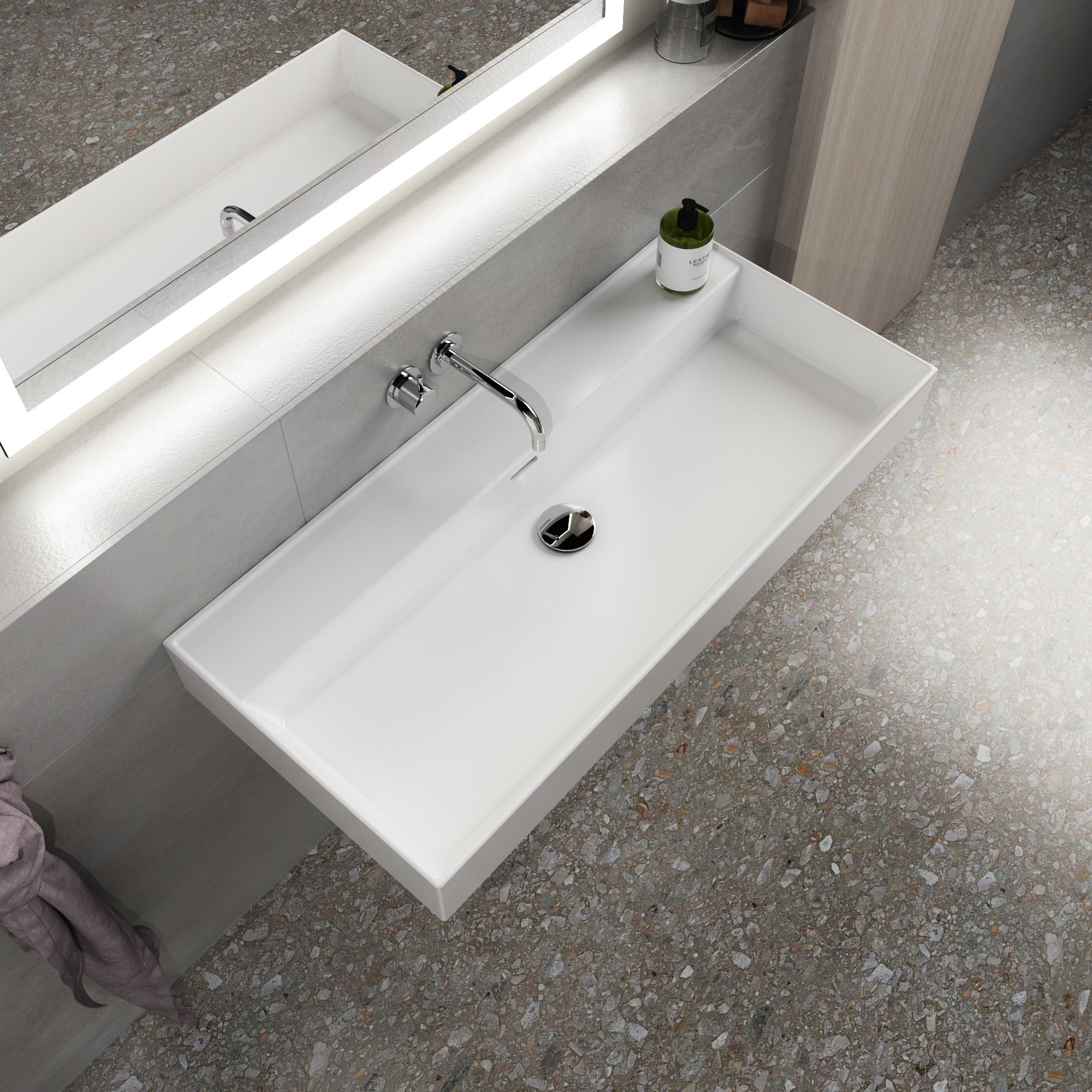 Dura Niva Kare Çanak Lavabo 100x46,5 cm Tezgah Üstü Batarya Deliksiz Beyaz | 5255
