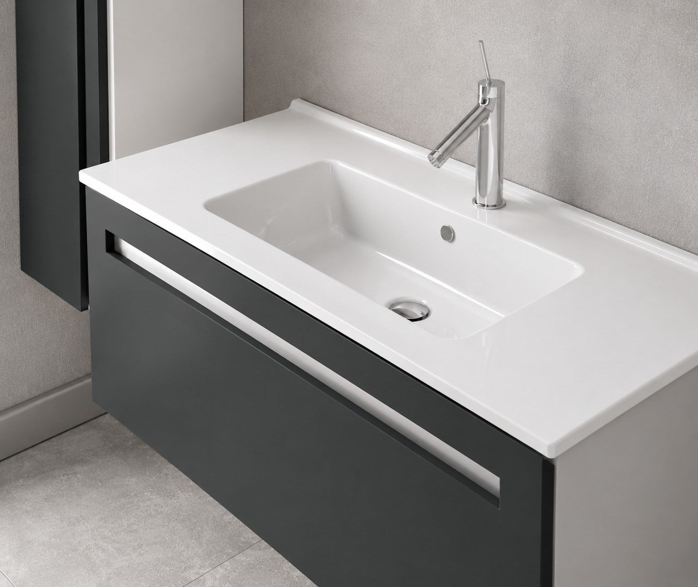 Dura Sees Tezgah Üstü Slim Lavabo 100x46,5 cm Dolap Uyumlu Batarya Delikli Beyaz | 5830