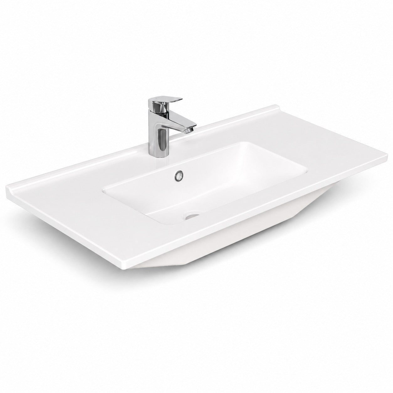 Dura Sees Tezgah Üstü Slim Lavabo 100x46,5 cm Dolap Uyumlu Batarya Delikli Beyaz | 5830