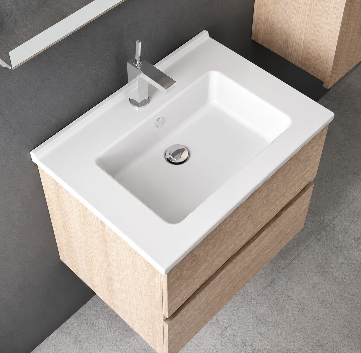 Dura Sees Tezgah Üstü Slim Lavabo 65x46,5 cm Dolap Uyumlu Batarya Delikli Beyaz | 5810