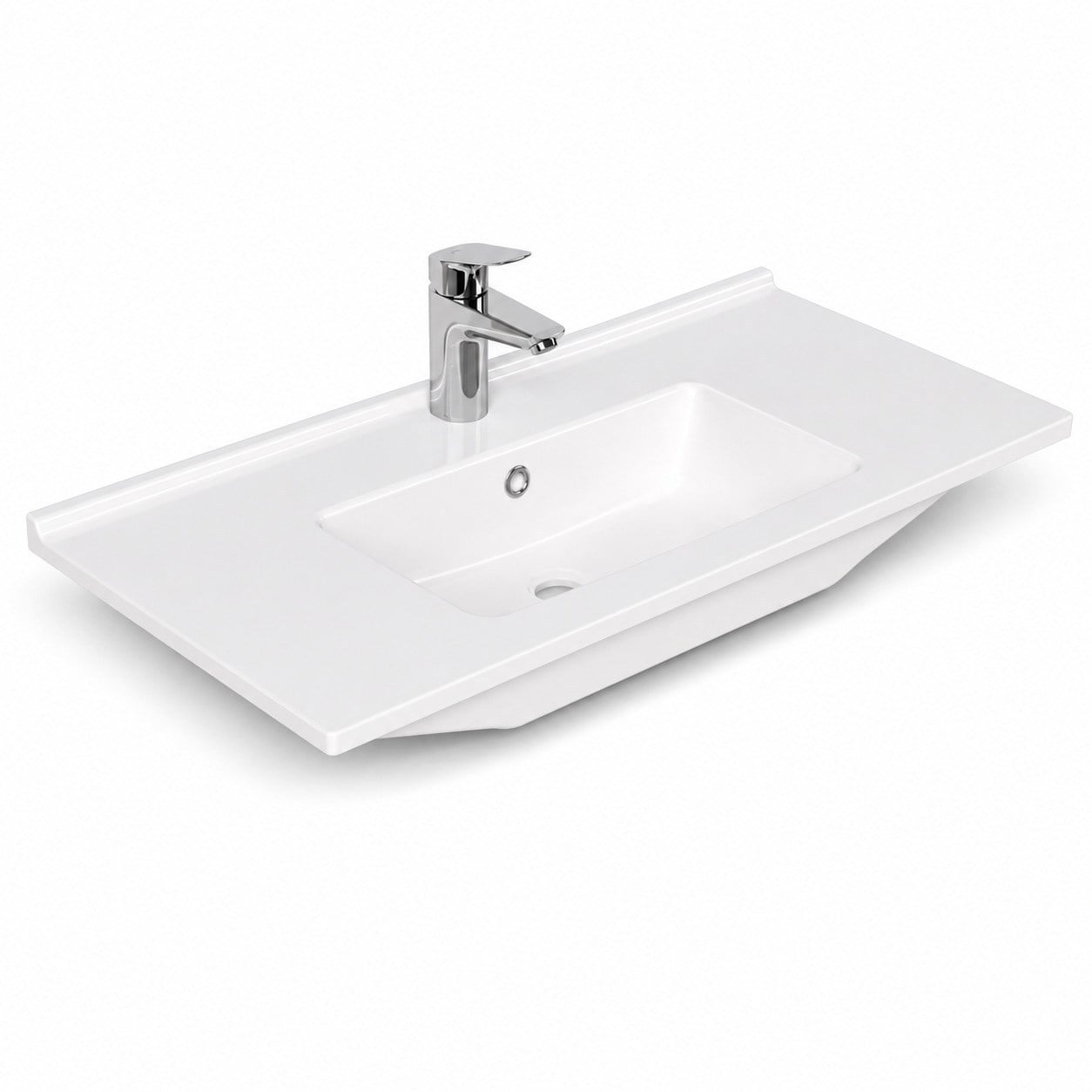 Dura Sees Tezgah Üstü Slim Lavabo 80x46,5 cm Dolap Uyumlu Batarya Delikli Beyaz | 5820