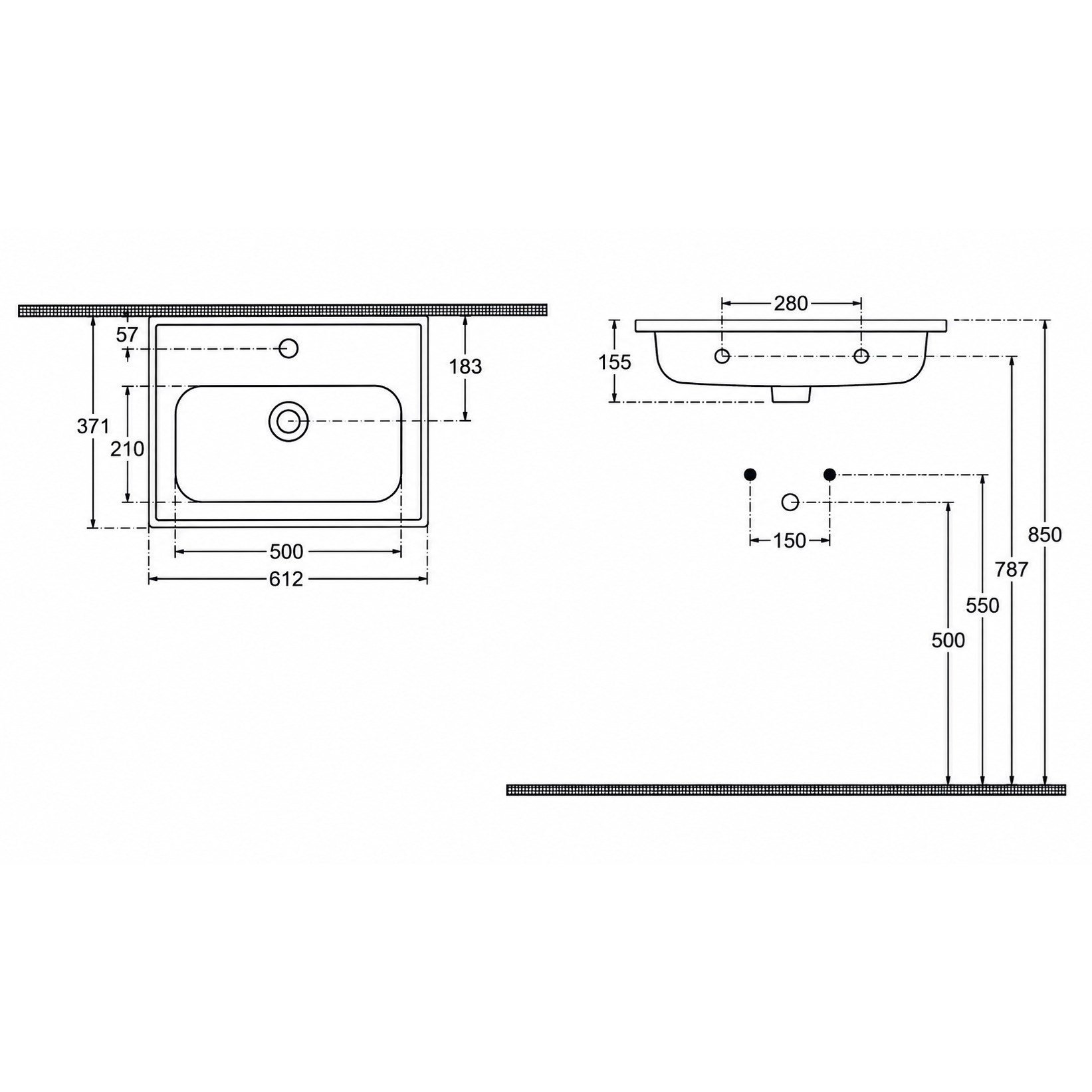 Ece Banyo Kompakt Lavabo 60x37 cm Dar Banyo Küçük Alanlar İçin Beyaz | 10KF50061EC