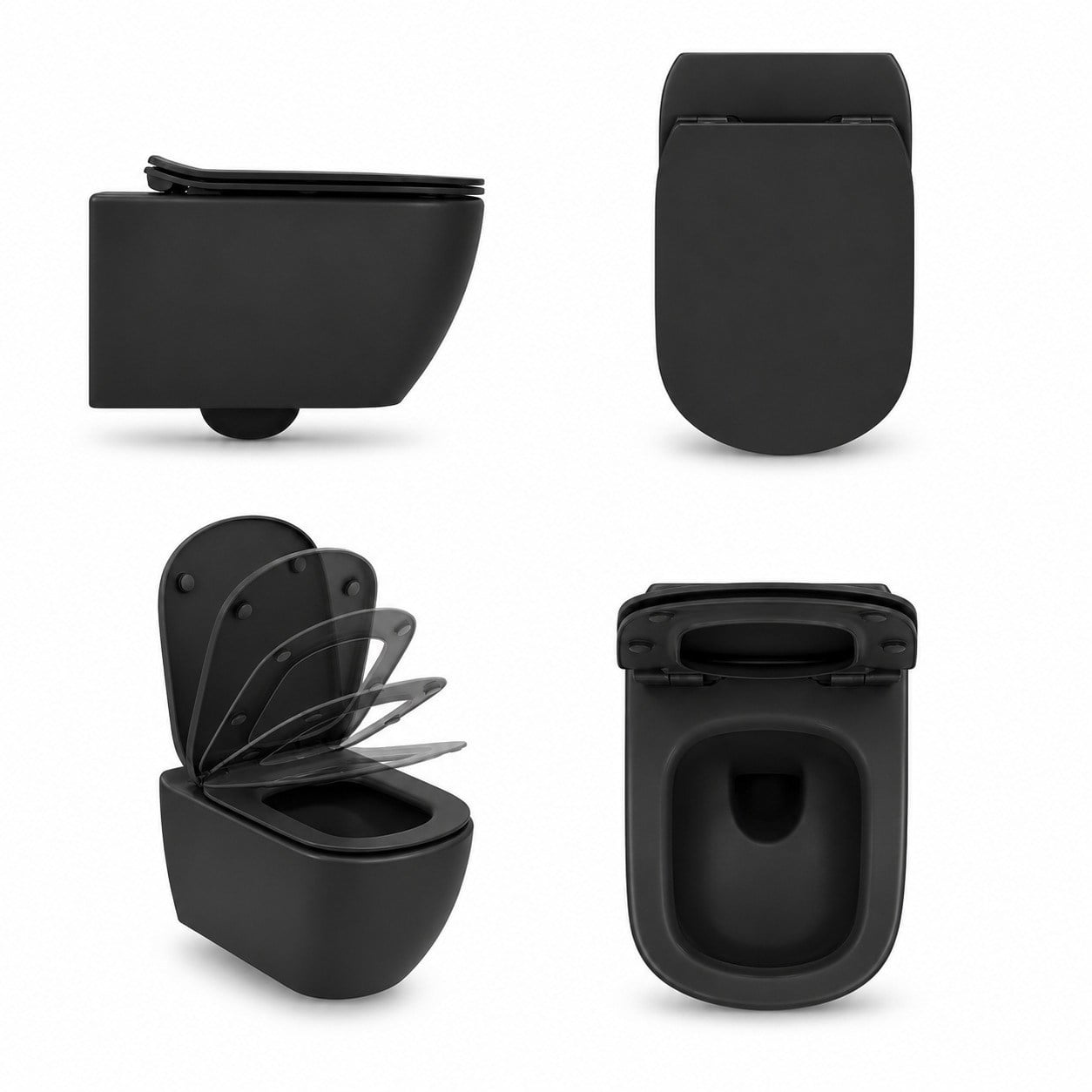 Ideal Standard Idealmood Asma Klozet Silk Black AquaBlade Thin Kapak Soft Close Mat Siyah | T4665V3