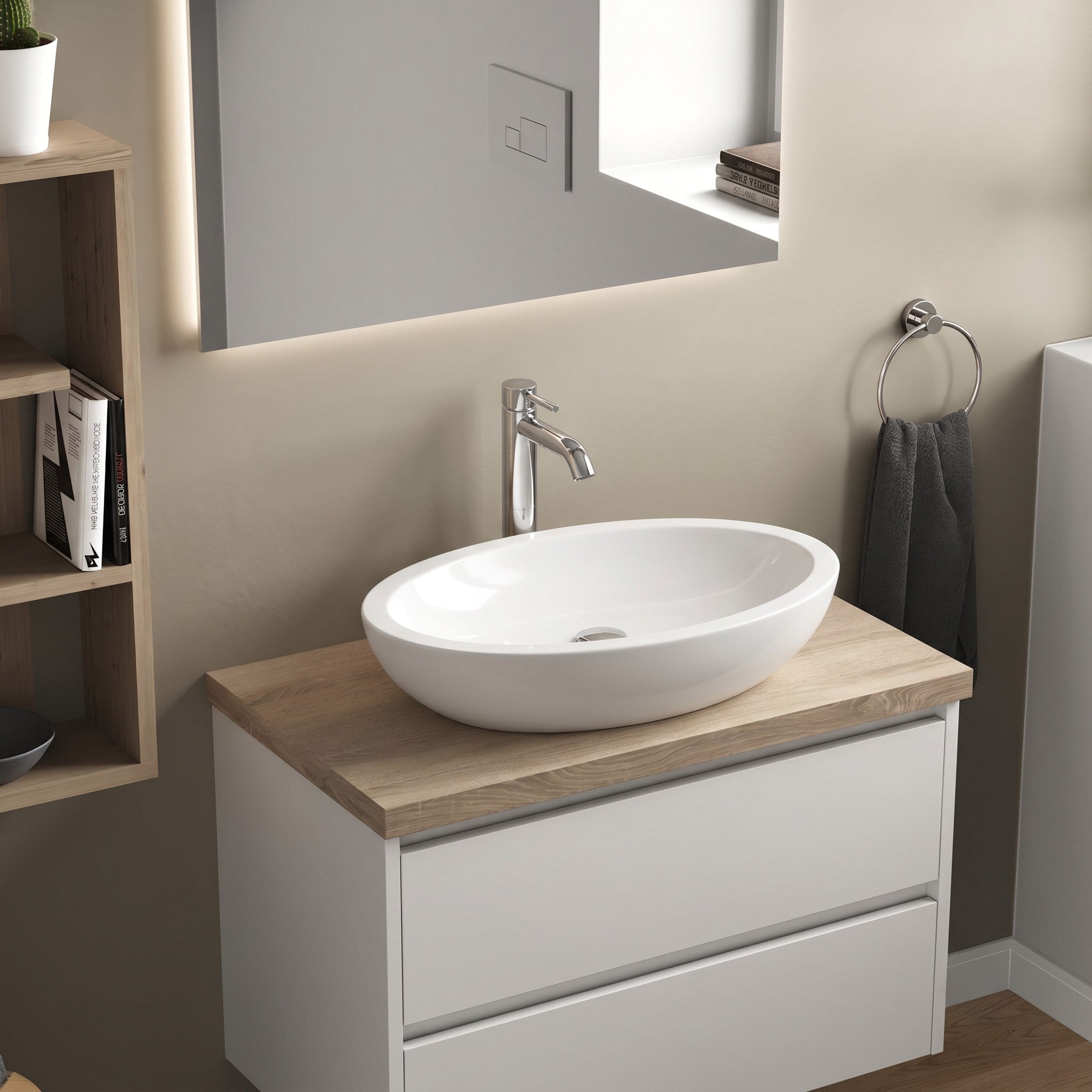 Ideal Standard Strada O Tezgah Üstü Çanak Lavabo 60x42 cm Batarya Deliksiz Beyaz | K078401