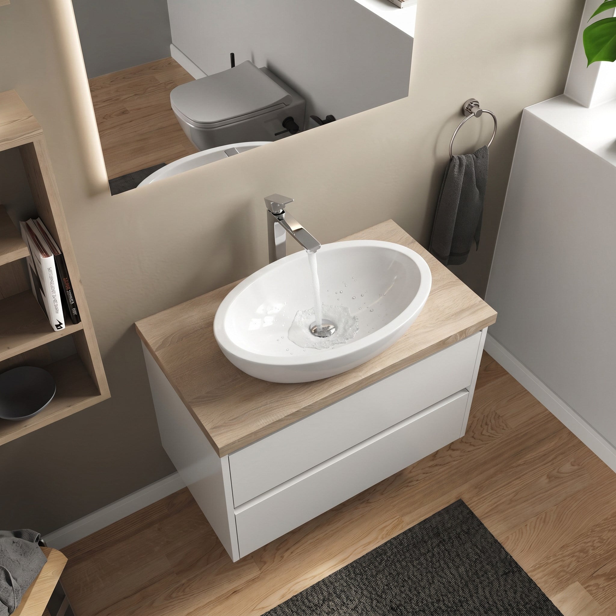Ideal Standard Strada O Tezgah Üstü Çanak Lavabo 60x42 cm Batarya Deliksiz Beyaz | K078401