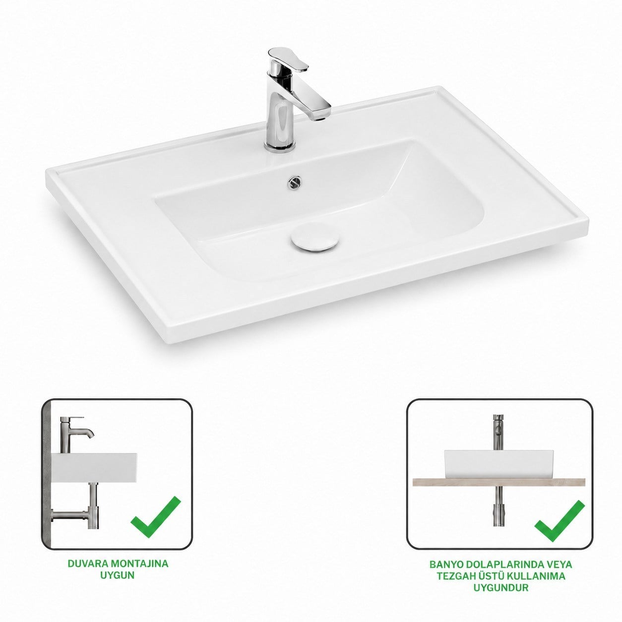 ISVEA Sistema L İnce Formlu Lavabo 81x46,5 cm Beyaz | 10LE50081