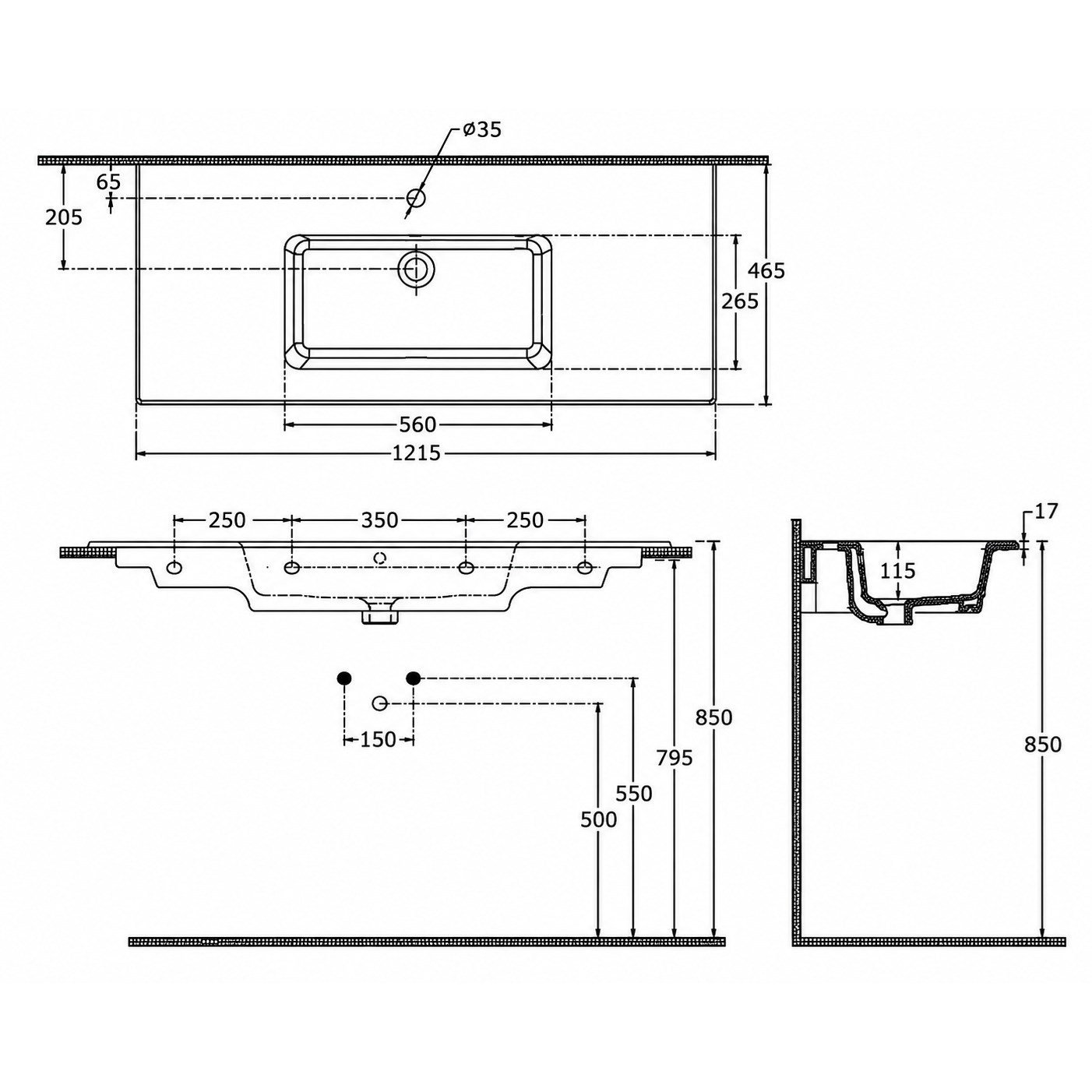 ISVEA Sistema T-Flat Slim İnce Formlu Lavabo 121 x 46,5 cm Beyaz | 10SL50121