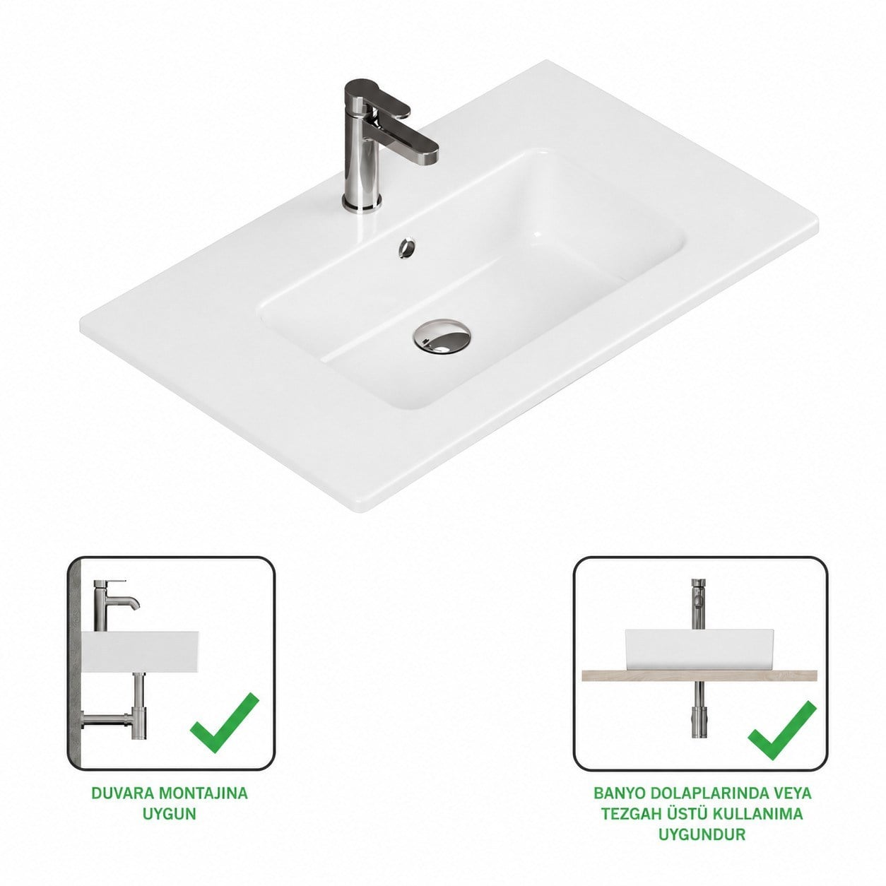 ISVEA Sistema T-Flat Slim İnce Formlu Lavabo 101x46,5 cm Beyaz | 10SL50101