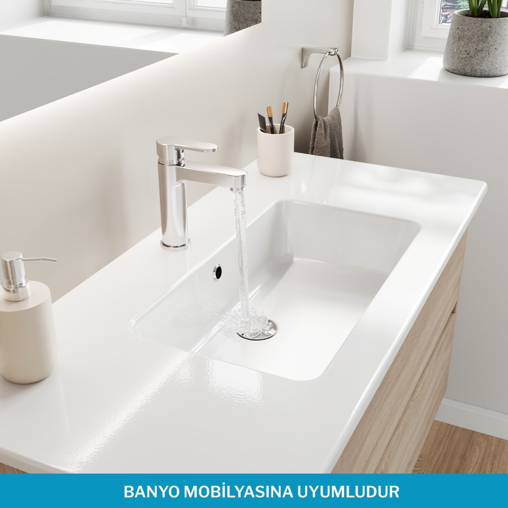 ISVEA Sistema T-Flat Slim İnce Formlu Lavabo 101x46,5 cm Beyaz | 10SL50101
