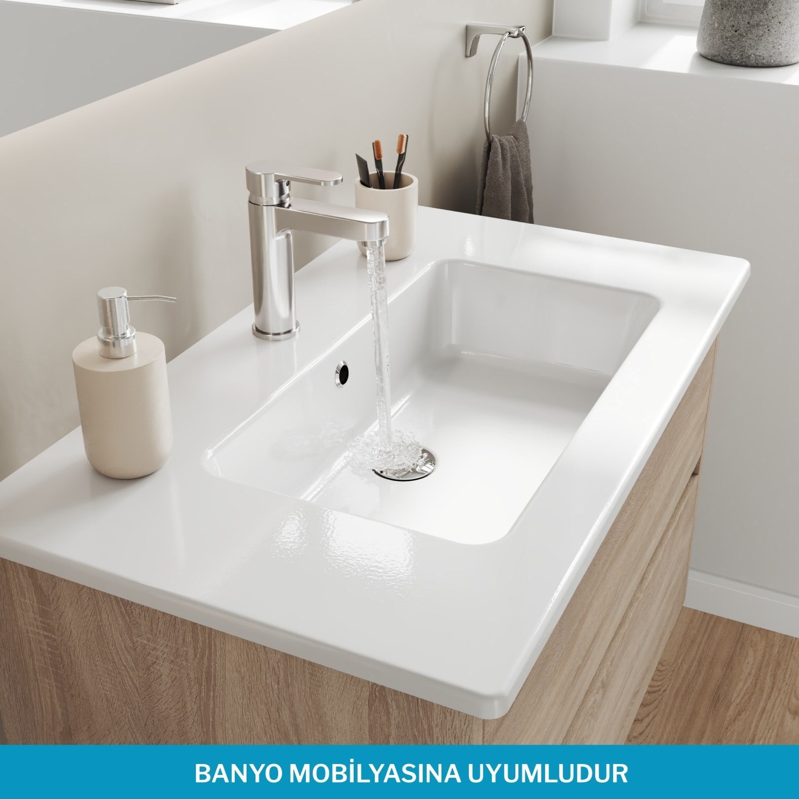 ISVEA Sistema T-Flat Slim İnce Formlu Lavabo 81x46,5 cm Beyaz | 10SL51081