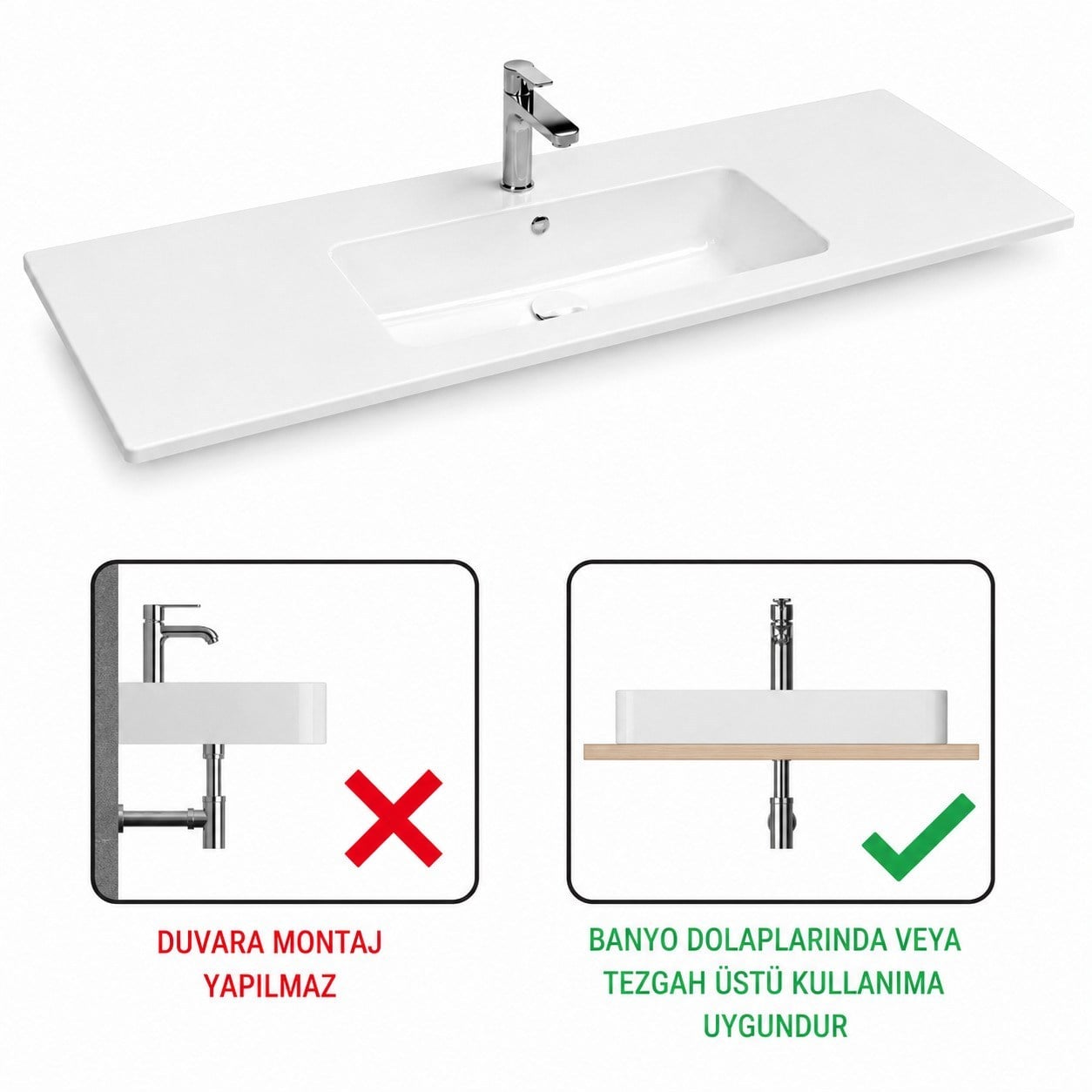 ISVEA Sistema T-Flat Slim İnce Formlu Lavabo 121 x 46,5 cm Beyaz | 10SL50121