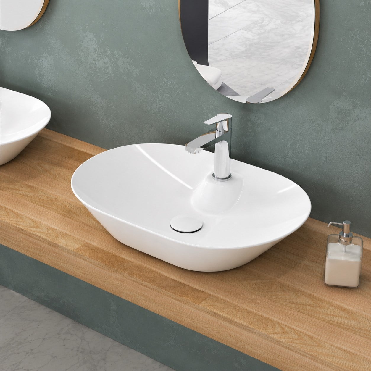 Isvea Sistema Y Tezgah Üstü  Çanak Lavabo 60 cm, Batarya Delikli Beyaz | 10SY51060