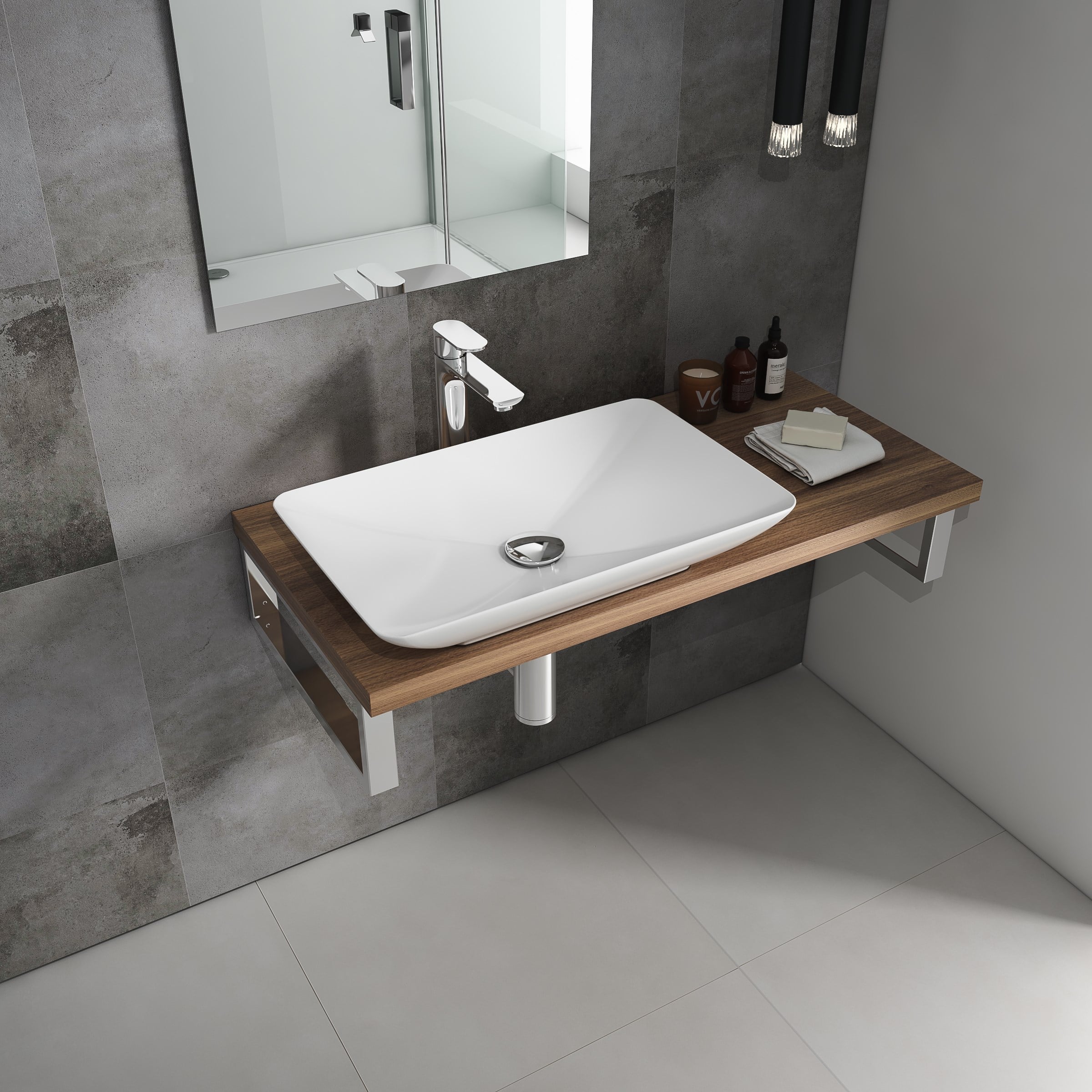 Isvea Sistema Y Tezgah Üstü Çanak Lavabo 60 cm, Batarya Deliksiz Beyaz | 10SY50060