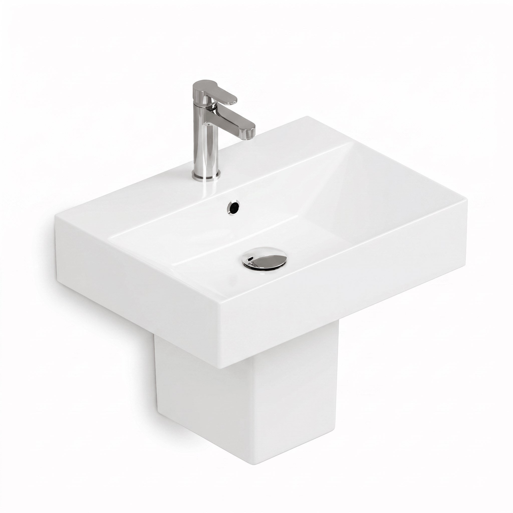 Isvea Sistema Z Kare Lavabo 50 x 42 cm + Yarım Ayak Seti Batarya Delikli Beyaz | ISV.36.08.03.01