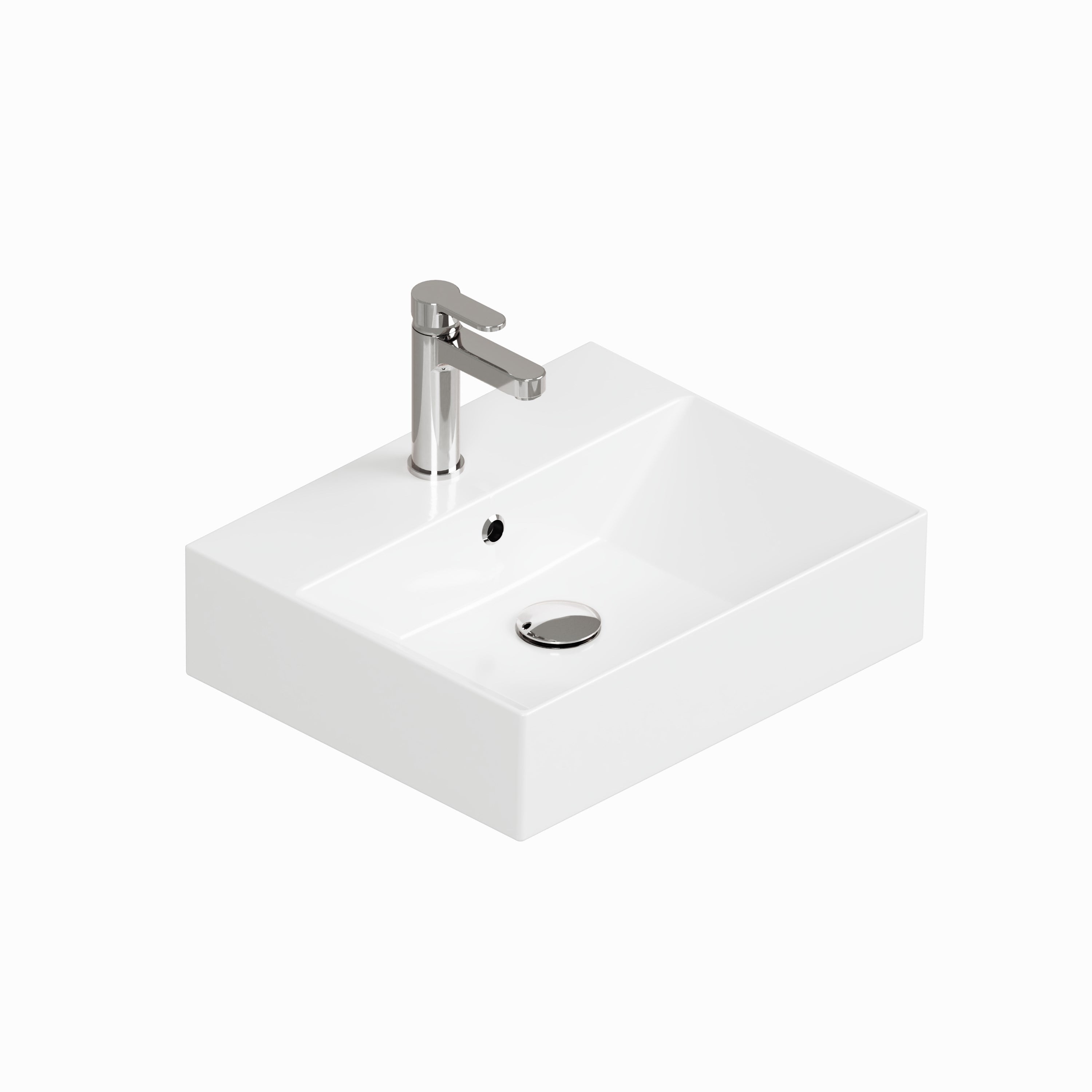 ISVEA Sistema Z Tezgah Üstü Kare Lavabo 50x42 cm Slim Batarya Delikli Beyaz | 10SF50051