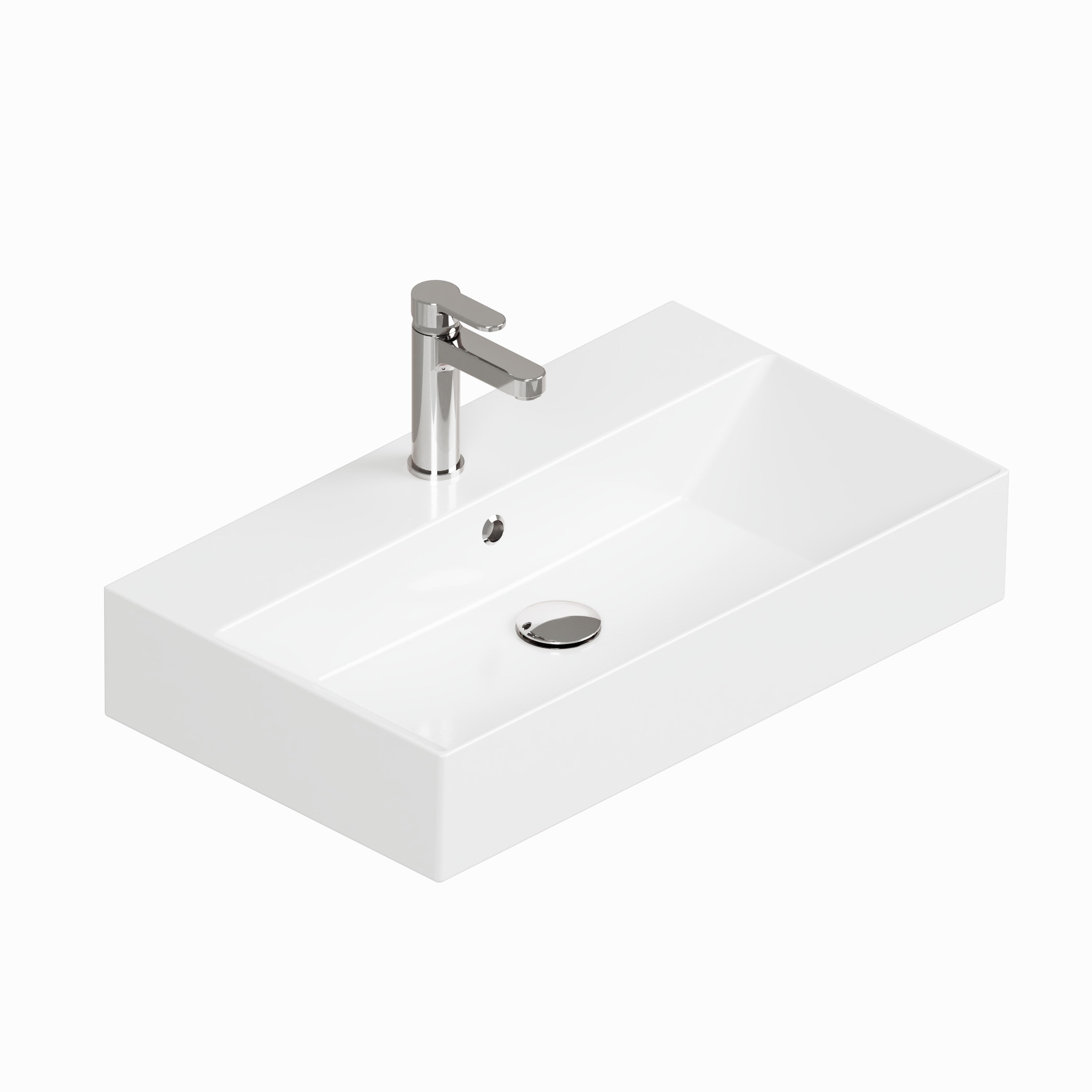 ISVEA Sistema Z Tezgah Üstü Kare Lavabo 70x42 cm Slim Batarya Delikli Beyaz | 10SF50070