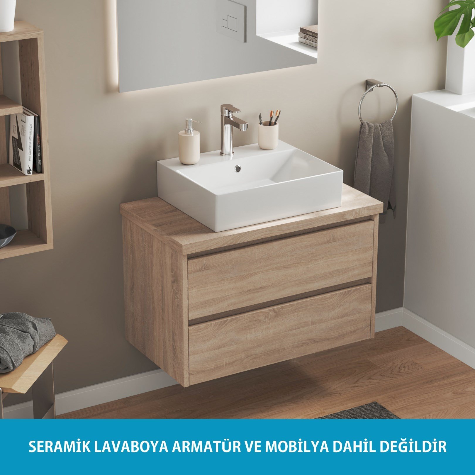 ISVEA Sistema Z Tezgah Üstü Kare Lavabo 50x42 cm Slim Batarya Delikli Beyaz | 10SF50051