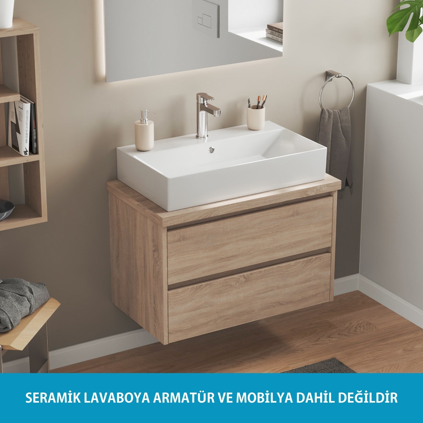 ISVEA Sistema Z Tezgah Üstü Kare Lavabo 70x42 cm Slim Batarya Delikli Beyaz | 10SF50070