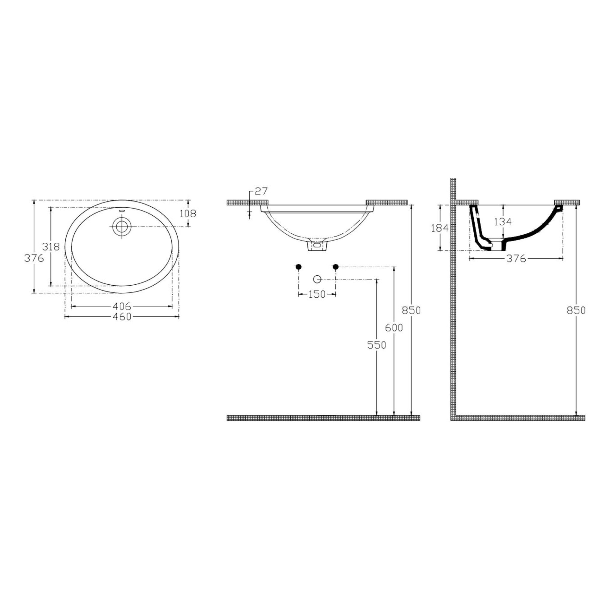 Isvea Soluzione Tezgah Altı Gömme Lavabo 46 cm Beyaz | 10AR77046
