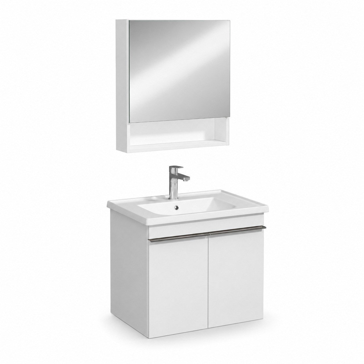 Isvea Terni Banyo Dolap Seti 65 cm Aynalı Üst Dolap Dahil Lavabolu Beyaz | ISV.50.35.01.01