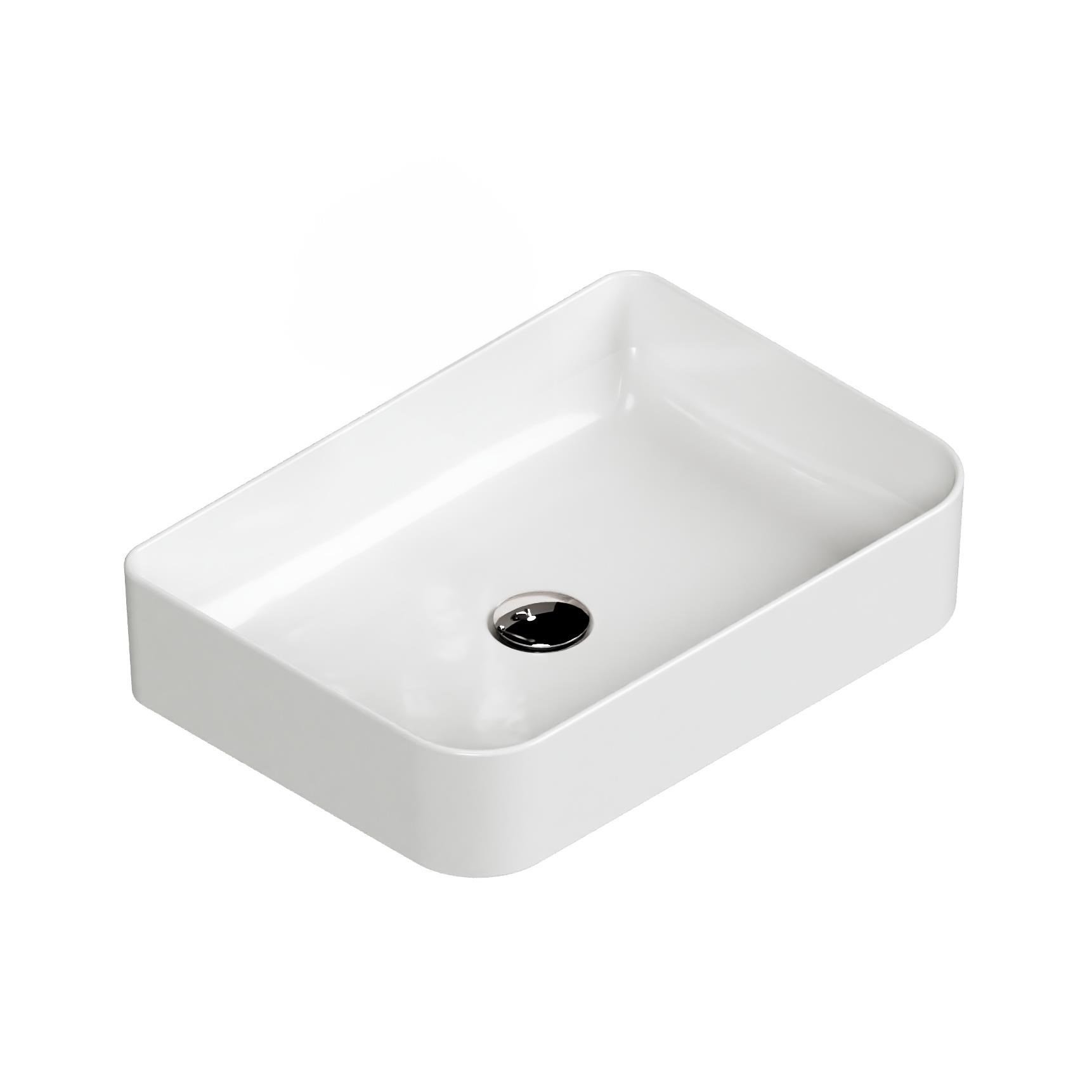 Mestola Tezgah Üstü Kare Çanak Lavabo Batarya Deliksiz 38x60 cm Beyaz | 19.31.60.1.NO.NT