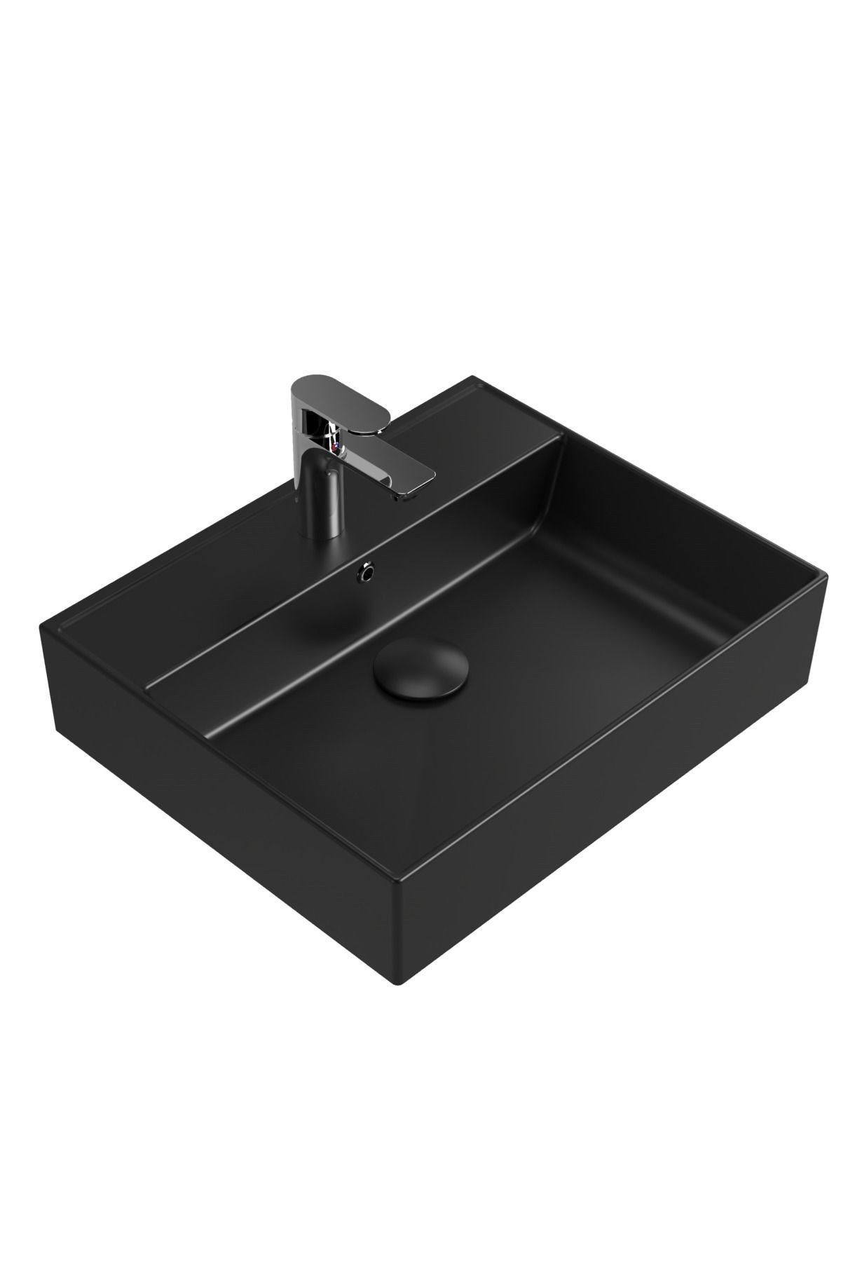Pop-up Sifon Tapası, Mat Siyah Seramik Başlıklı, Taşma Delikli, Pis Su Çıkış Borusu Dahil | 90.99.05.07.03
