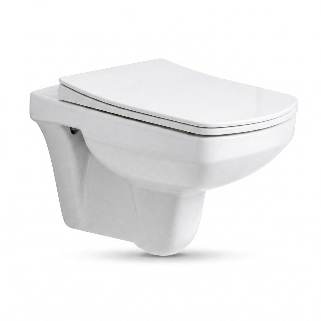 Quarter Bath Gideros Asma  Klozet , Delikli,PP kapak Dahil -2 parça set , Beyaz | QRS.36.01.03.01