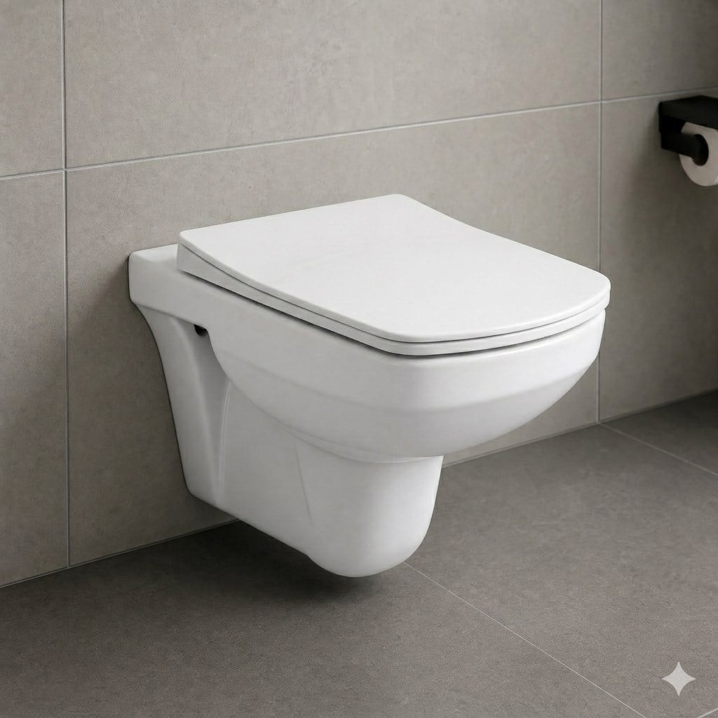 Quarter Bath Gideros Asma  Klozet , Delikli,PP kapak Dahil -2 parça set , Beyaz | QRS.36.01.03.01