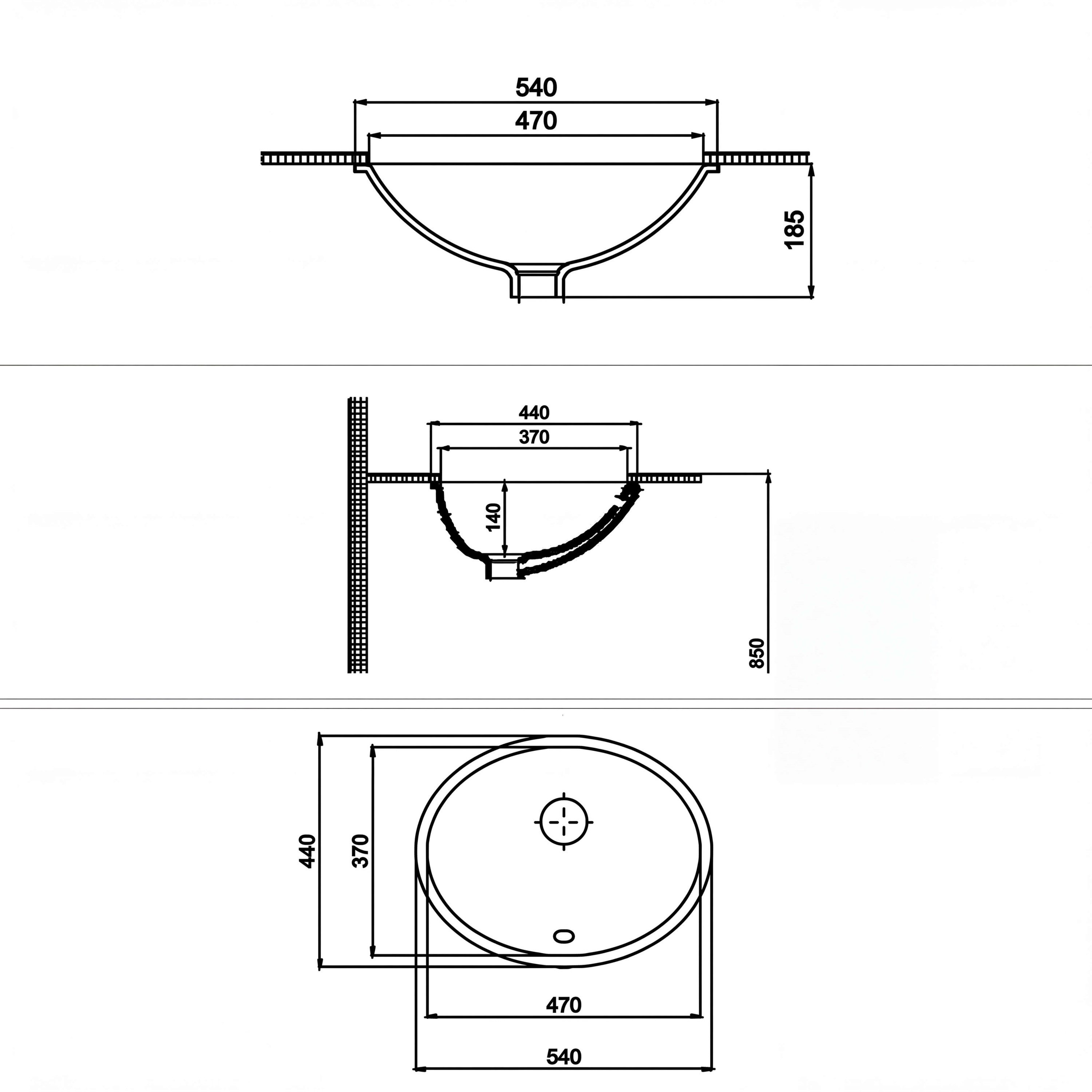 Quarter Bath Tezgah Altı Lavabo 54x44 cm – Gömme Lavabo – Parlak Beyaz Seramik | 70SP25054