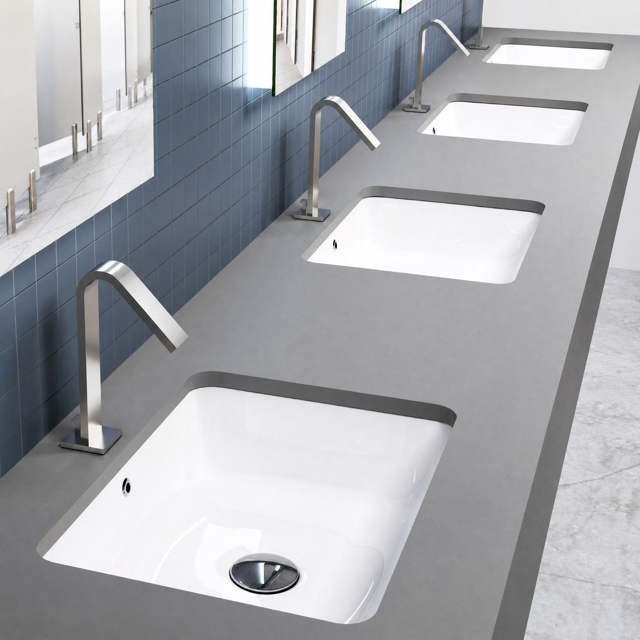 Quarter Bath Tezgah Altı Lavabo 55x39 cm – Kare Gömme Lavabo – Parlak Beyaz Seramik | 70SP25053
