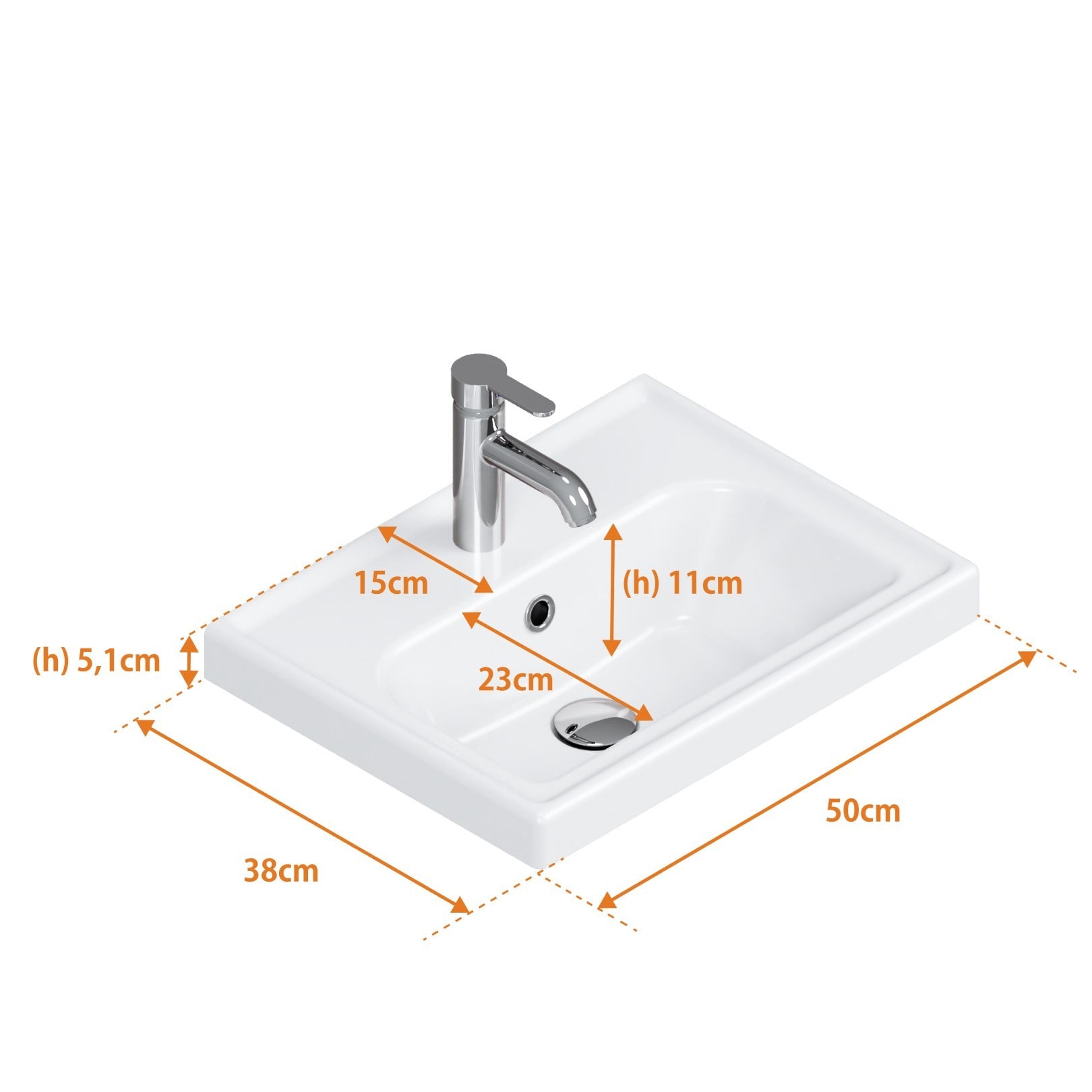 Turkuaz Frame Lavabo 50x38 cm. Beyaz | VB015F52U00
