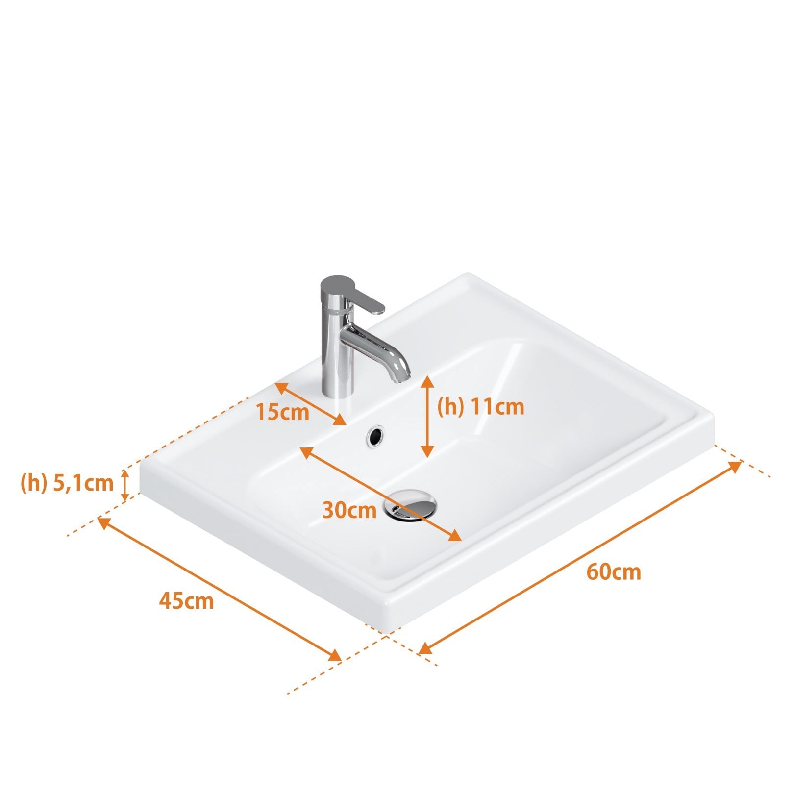 Turkuaz Frame Lavabo 60 x 45  cm.beyaz | VB015H82U00