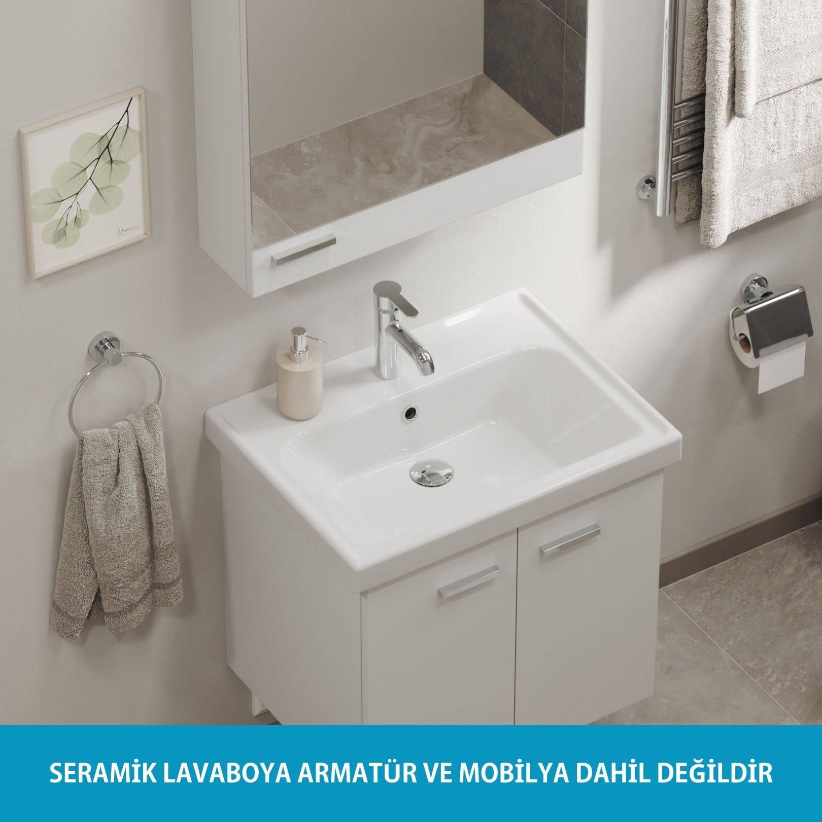 Turkuaz Frame Lavabo 60 x 45  cm.beyaz | VB015H82U00