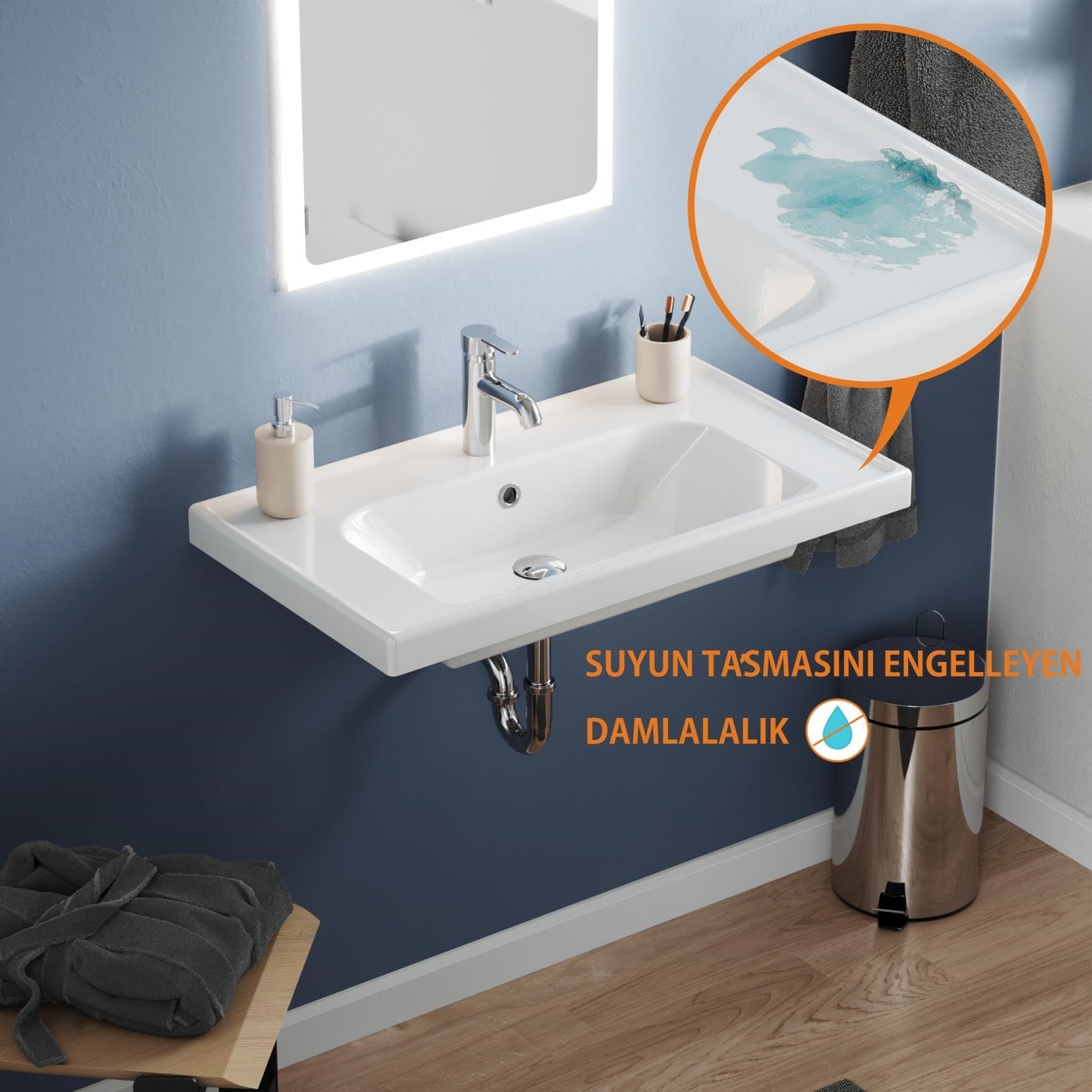 Turkuaz Frame Lavabo 80x45 cm Beyaz | VB015M22U00