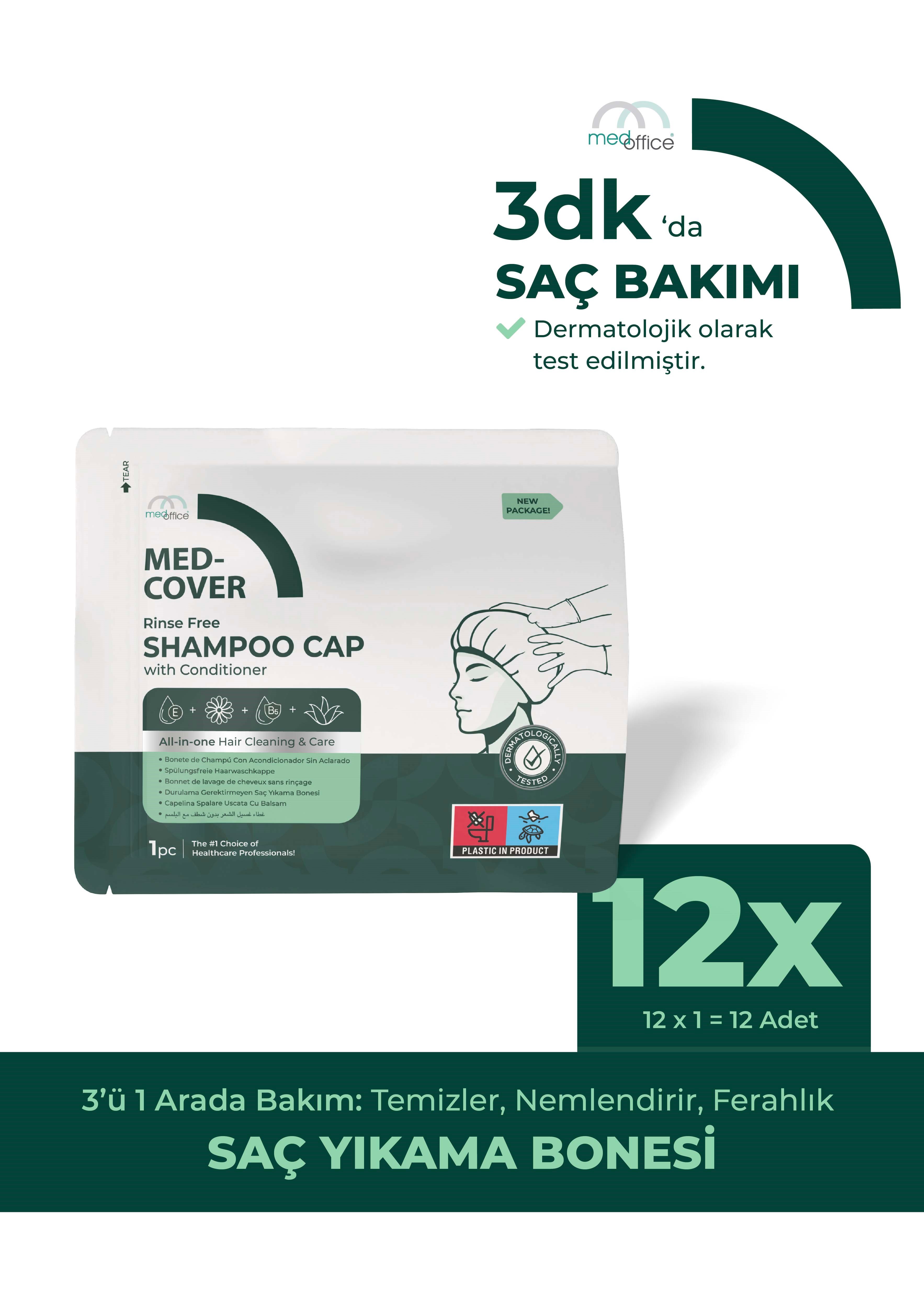 Med-Cover ShampooCap Saç Yıkama Bonesi x 12 adet