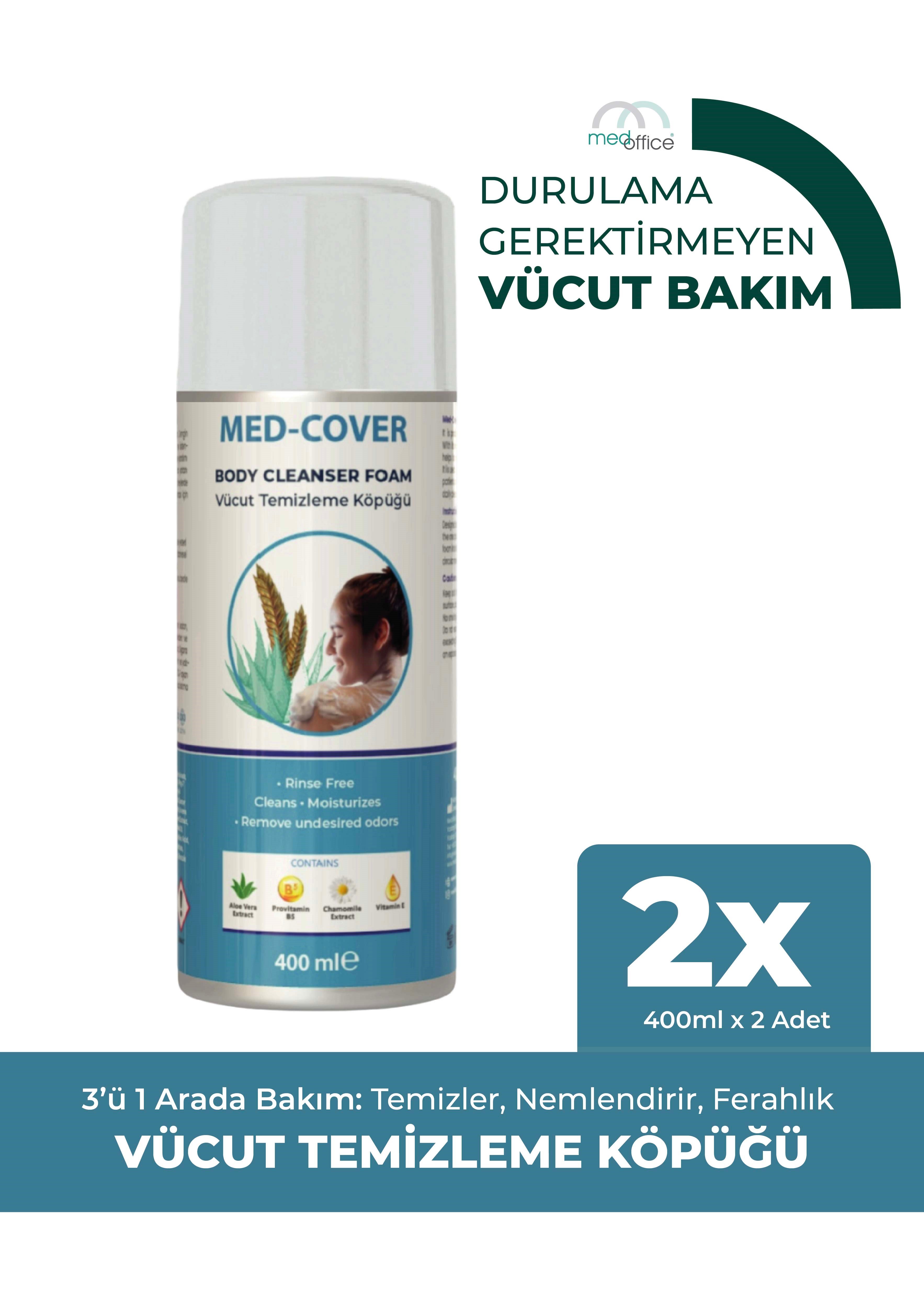 MED-COVER Vücut Temizleme Köpüğü Aerosol 400 ml x 2 adet
