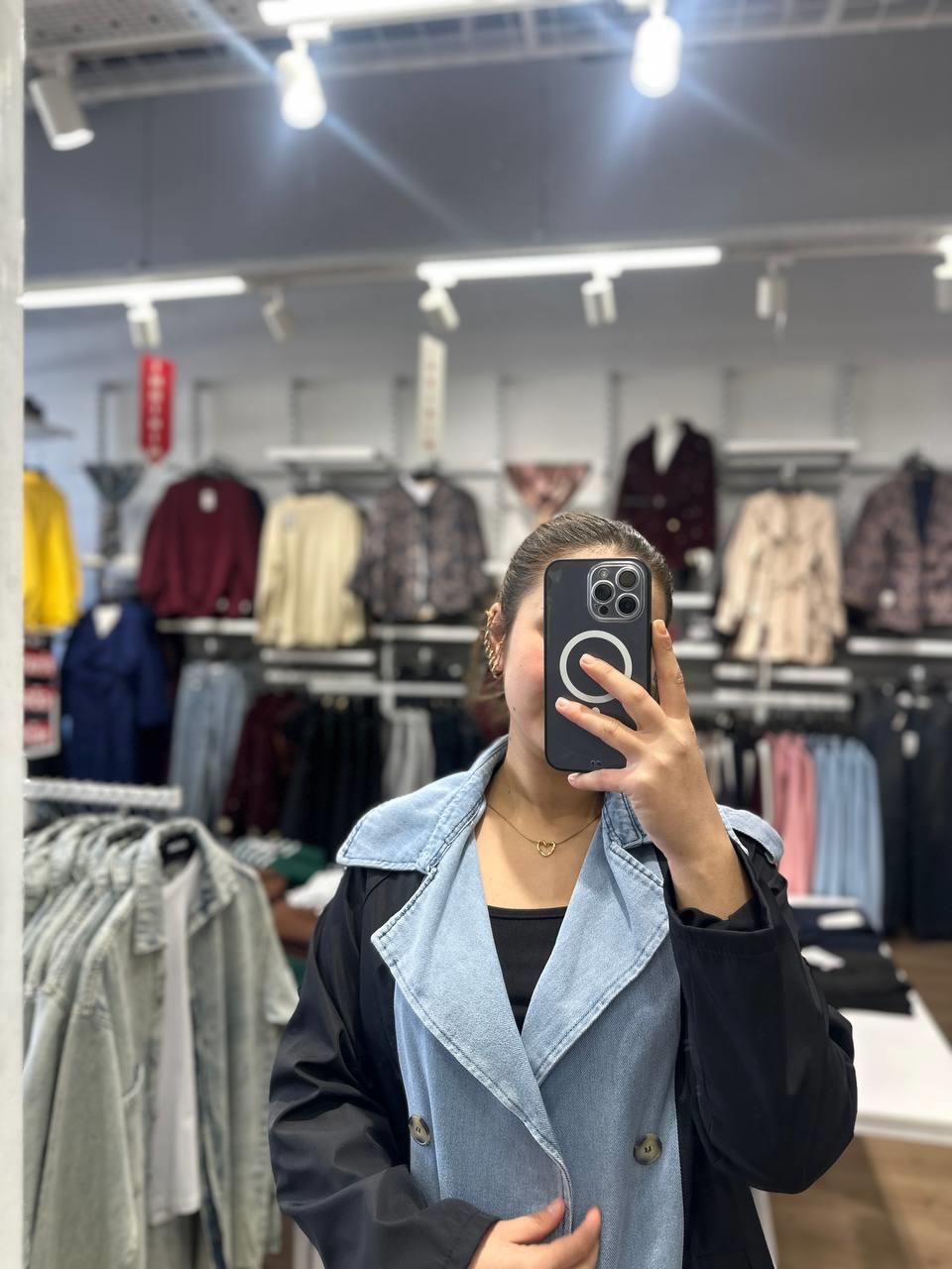 Denim Ön Panelli Trençkot