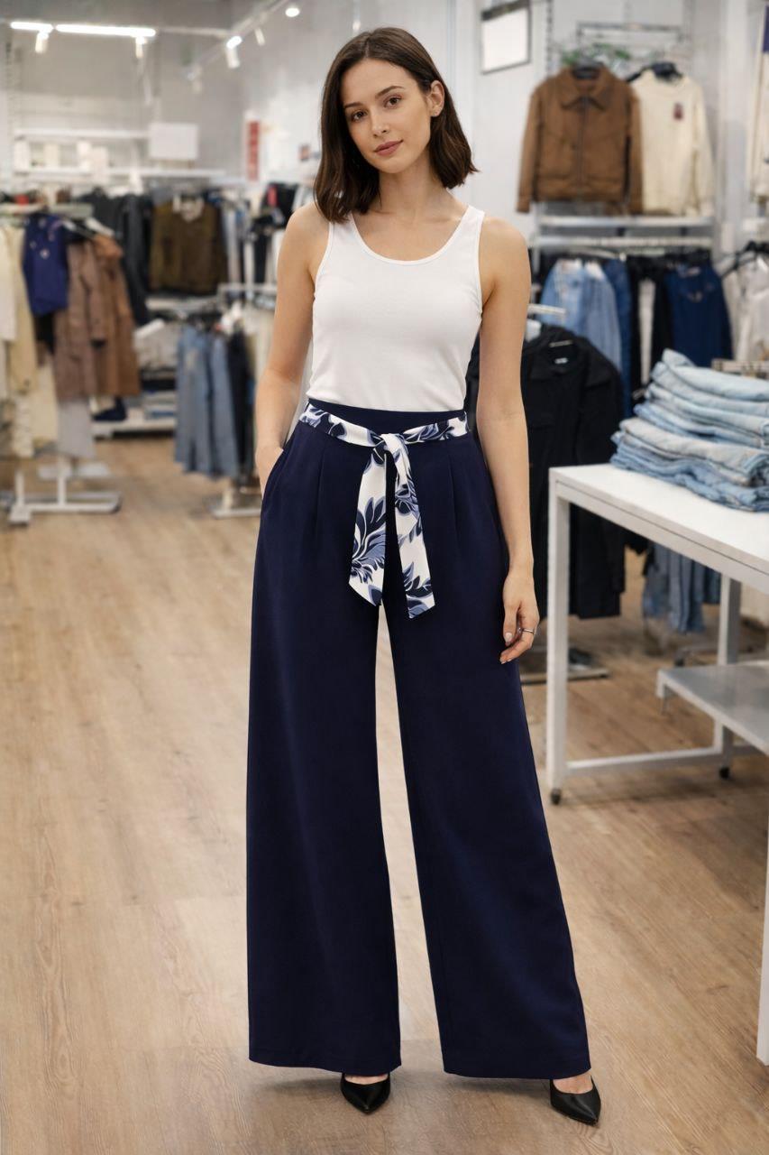 Kemer Aksesuarlı Wide Leg Pantolon