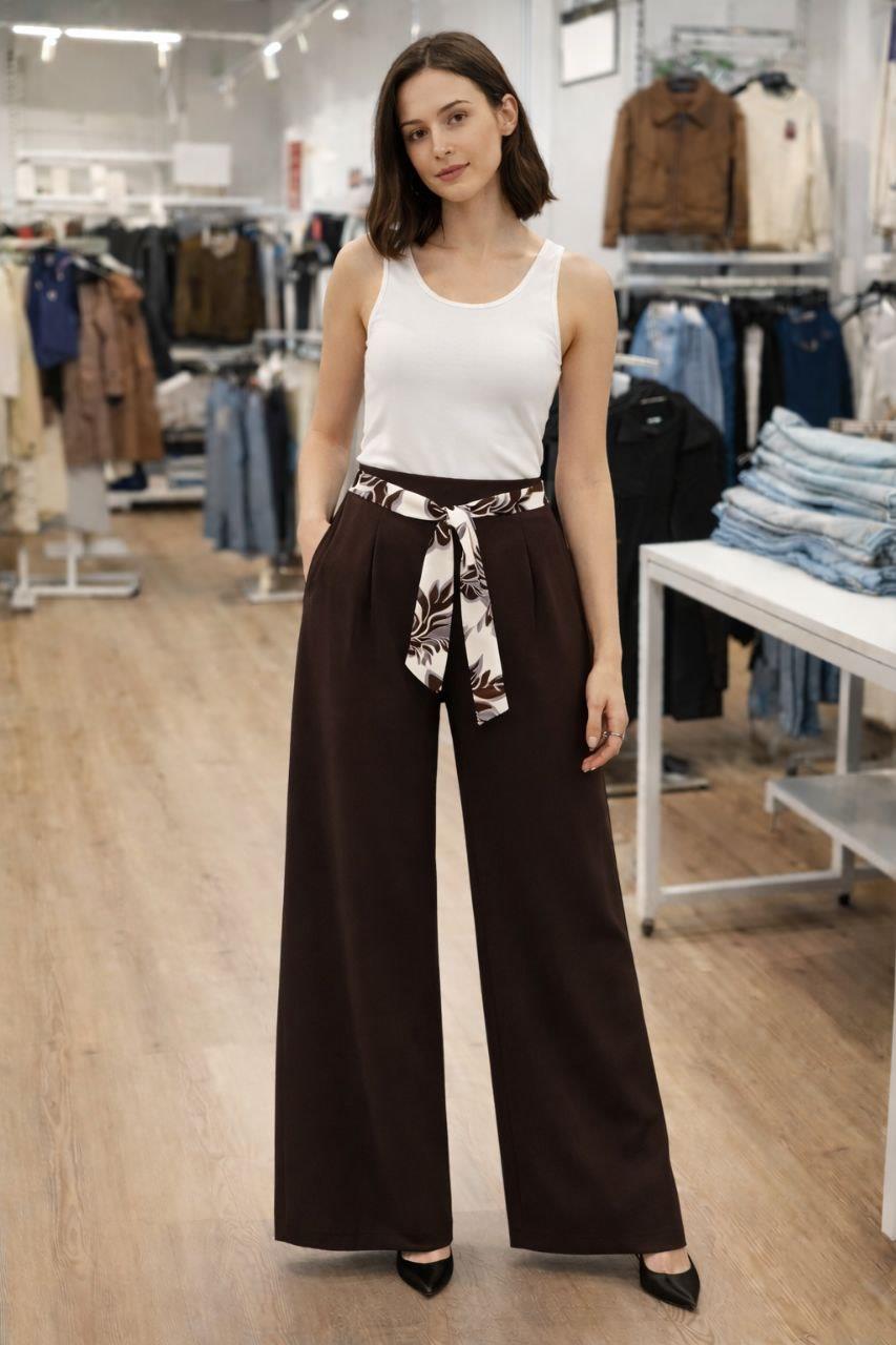 Kemer Aksesuarlı Wide Leg Pantolon