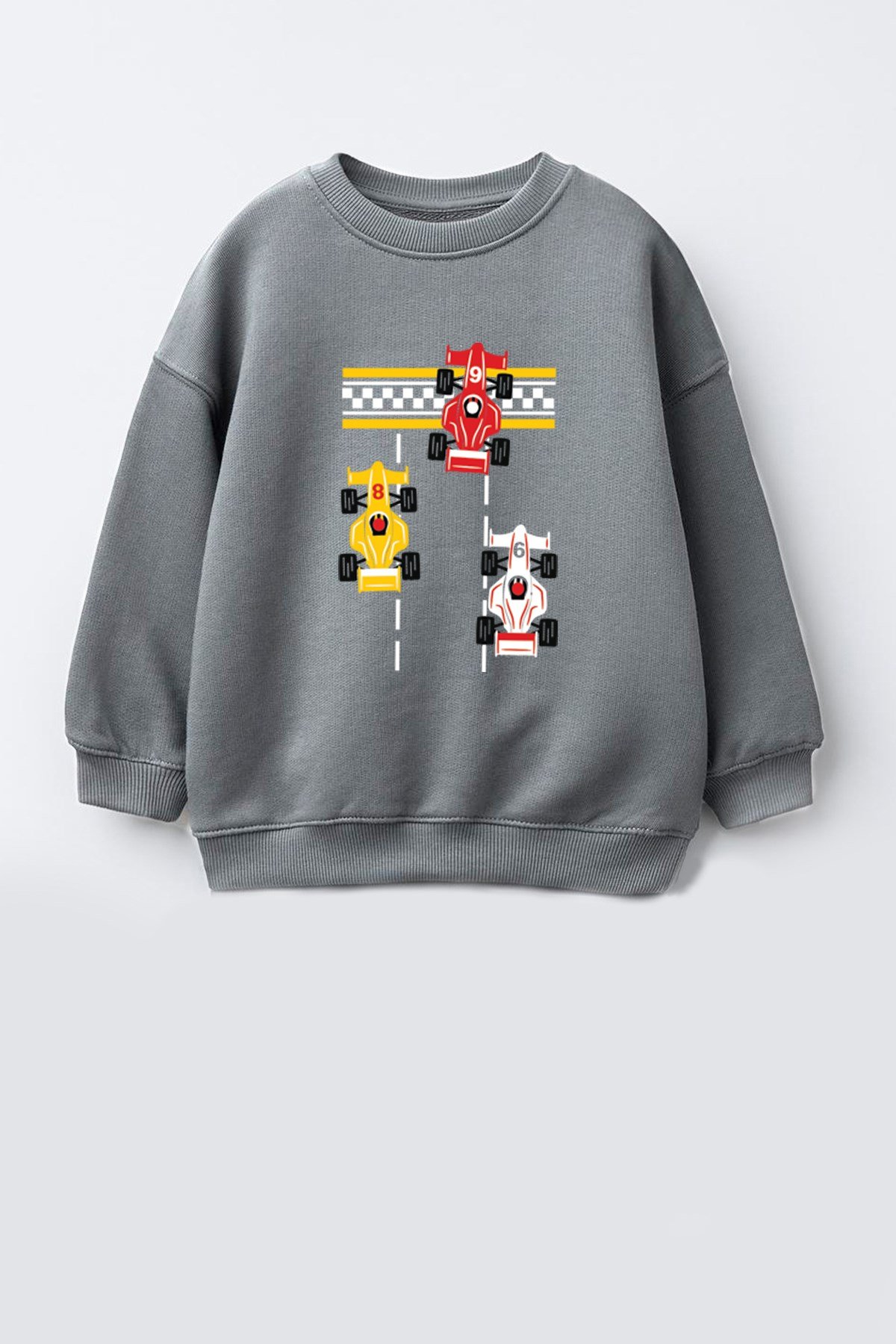 Erkek Çocuk 3 İplik Kumaş Araba Baskılı Pamuklu Sweatshirt