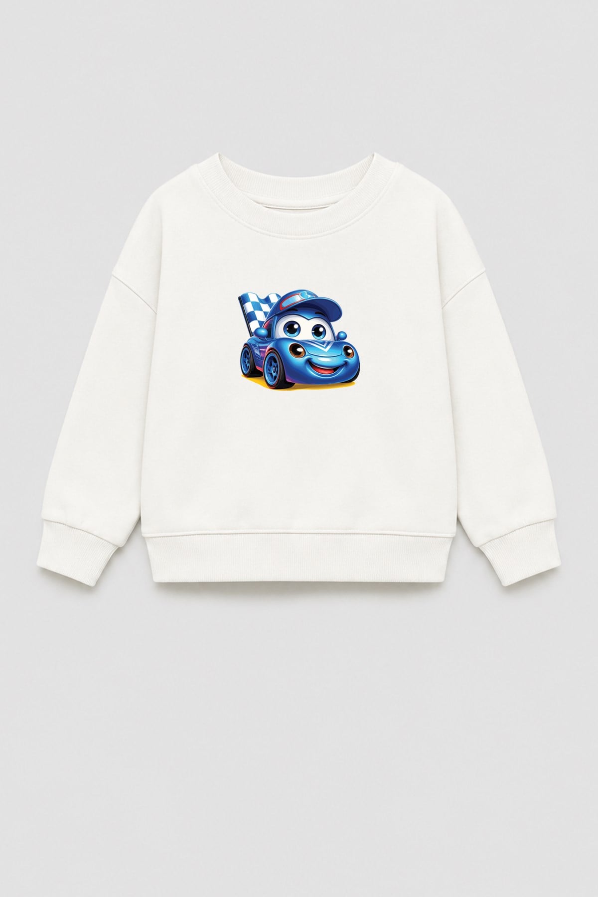 Erkek Çocuk 3 İplik Kumaş Araba Baskılı Pamuklu Sweatshirt